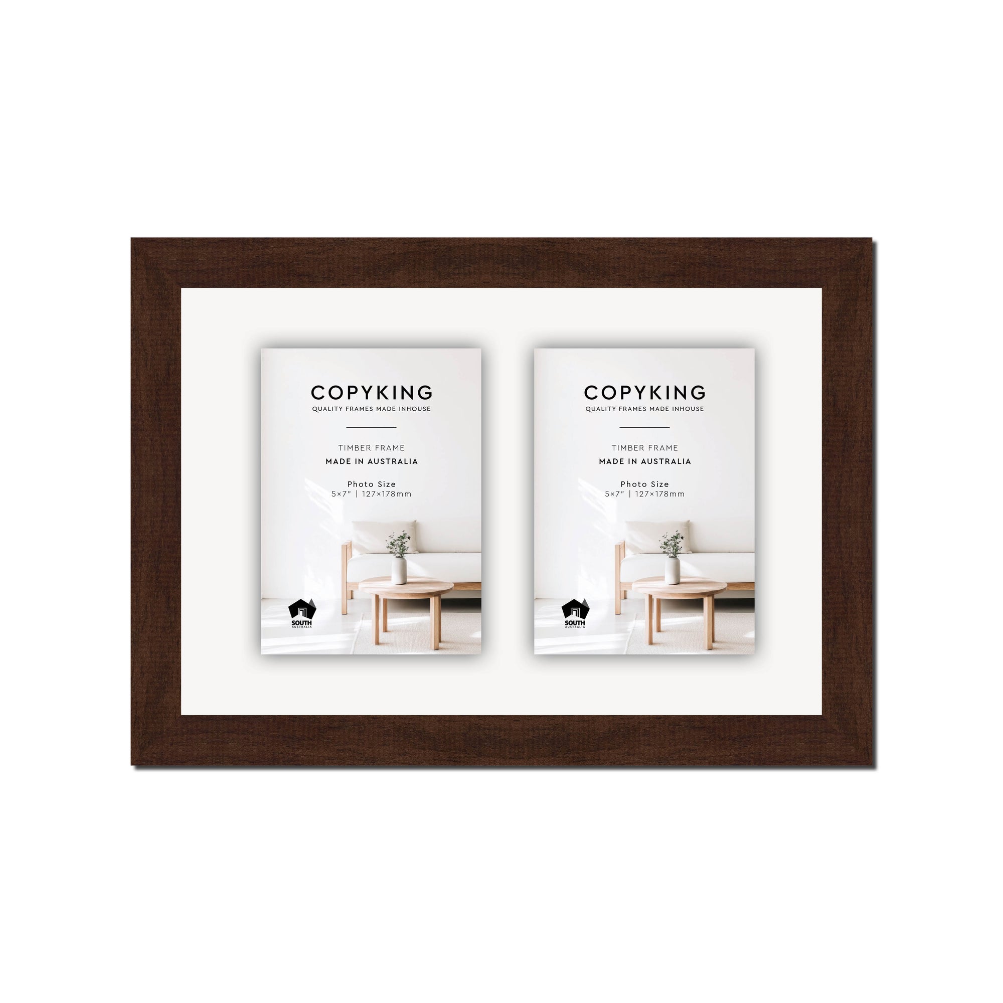 Walnut 30mm Wood Collage Photo Frame - 10" x 15" - 2 Photos (5" x 7")