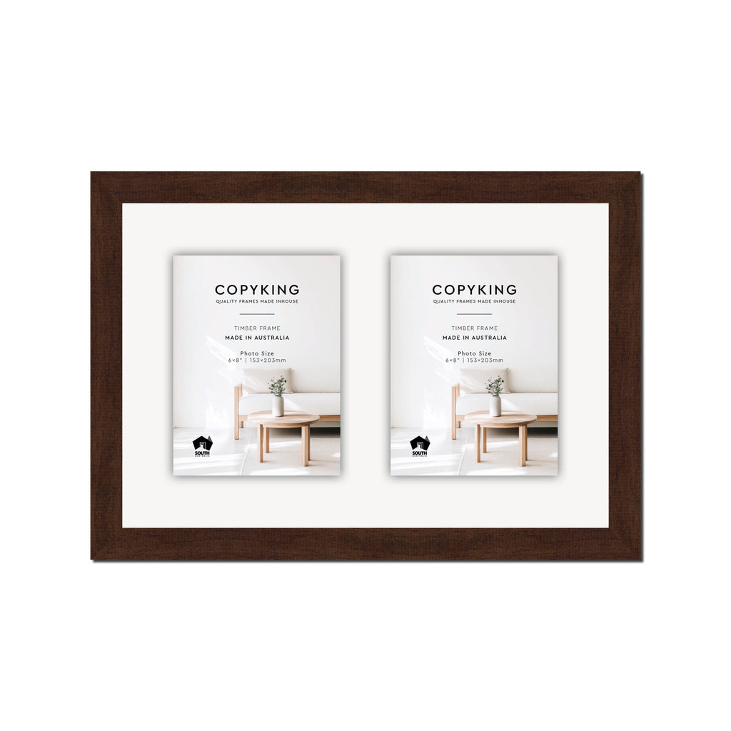 Walnut 30mm Wood Collage Photo Frame - 12" x 18" - 2 Photos (6" x 8")