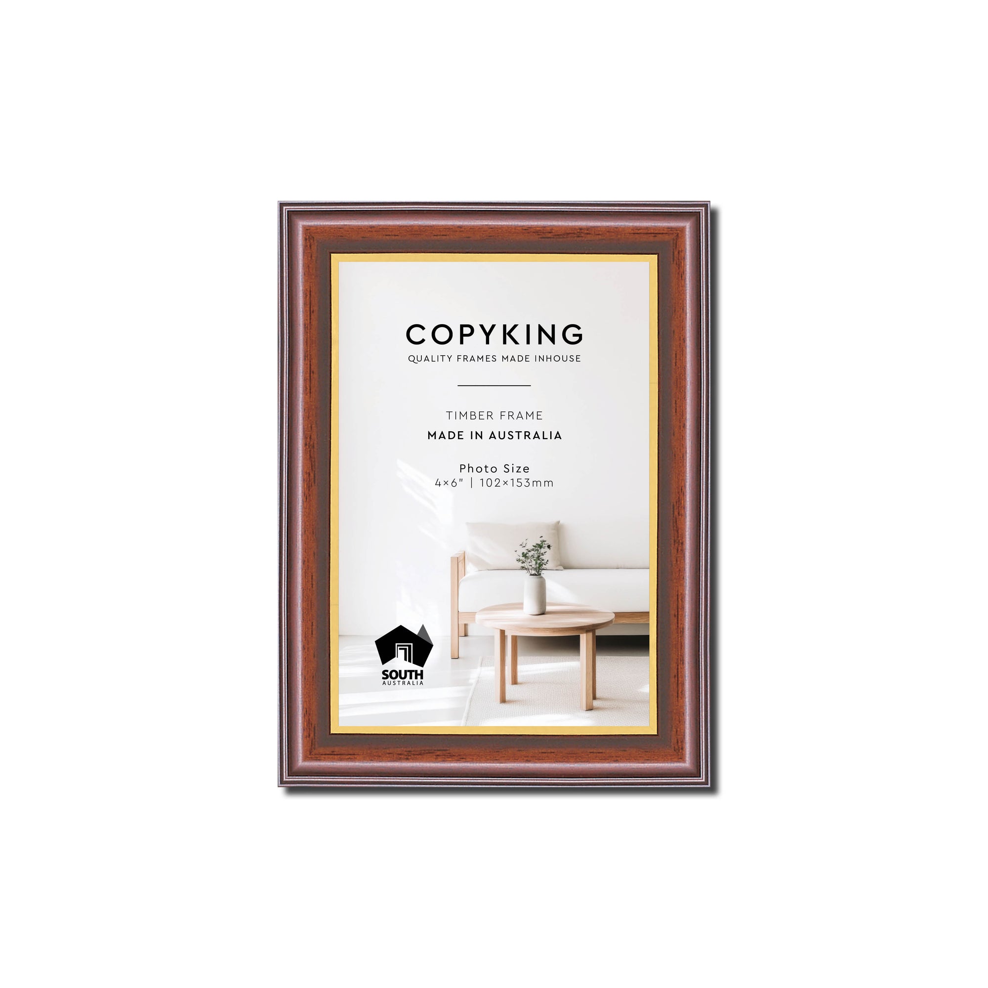Walnut/Gold 20mm Wood Photo Frame - 4" x 6" (102mm x 153mm)