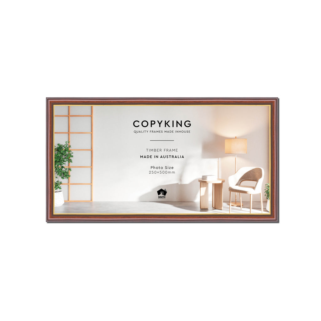 Walnut/Gold 20mm Wood Panoramic Photo Frame - 25cm x 50cm