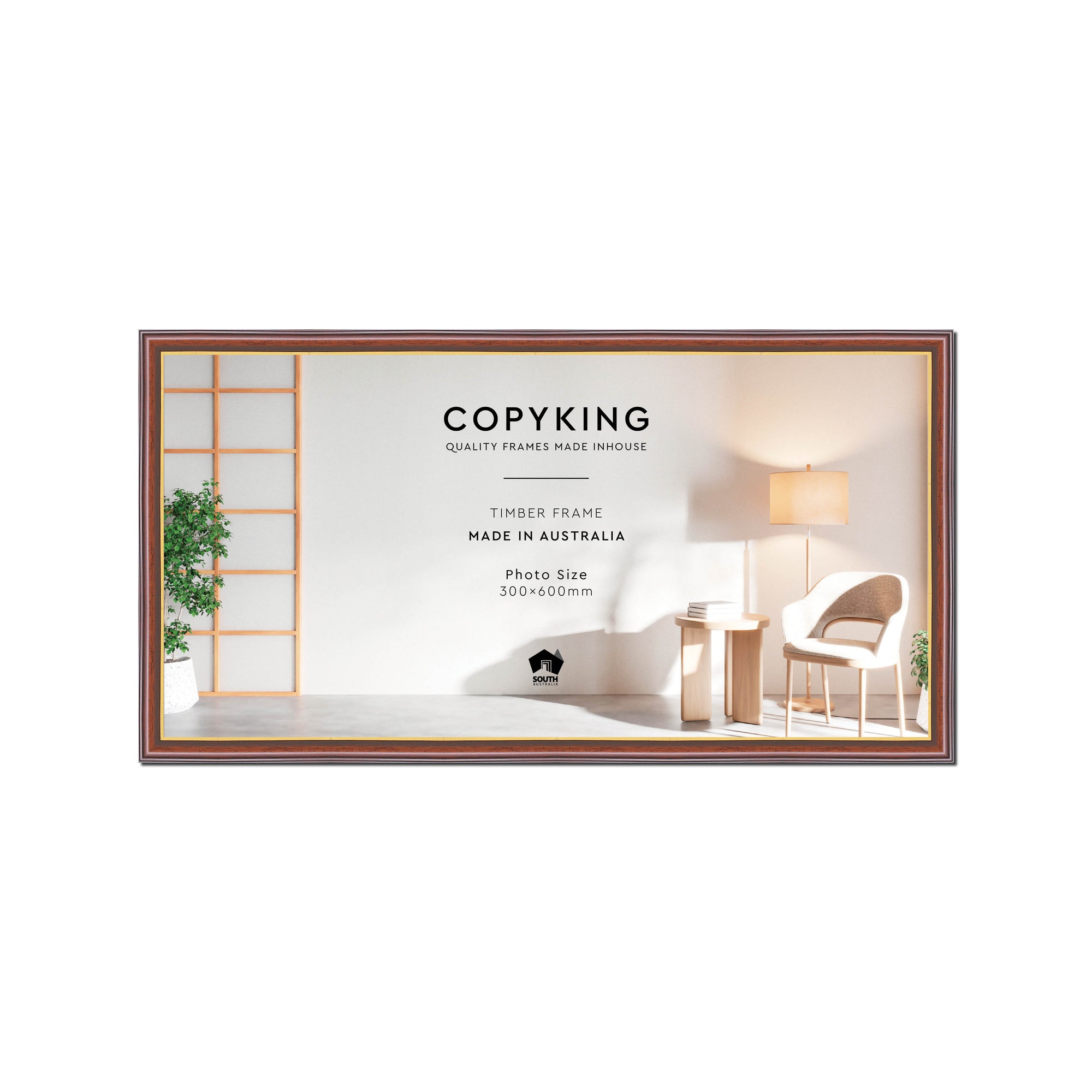 Walnut/Gold 20mm Wood Panoramic Photo Frame - 30cm x 60cm