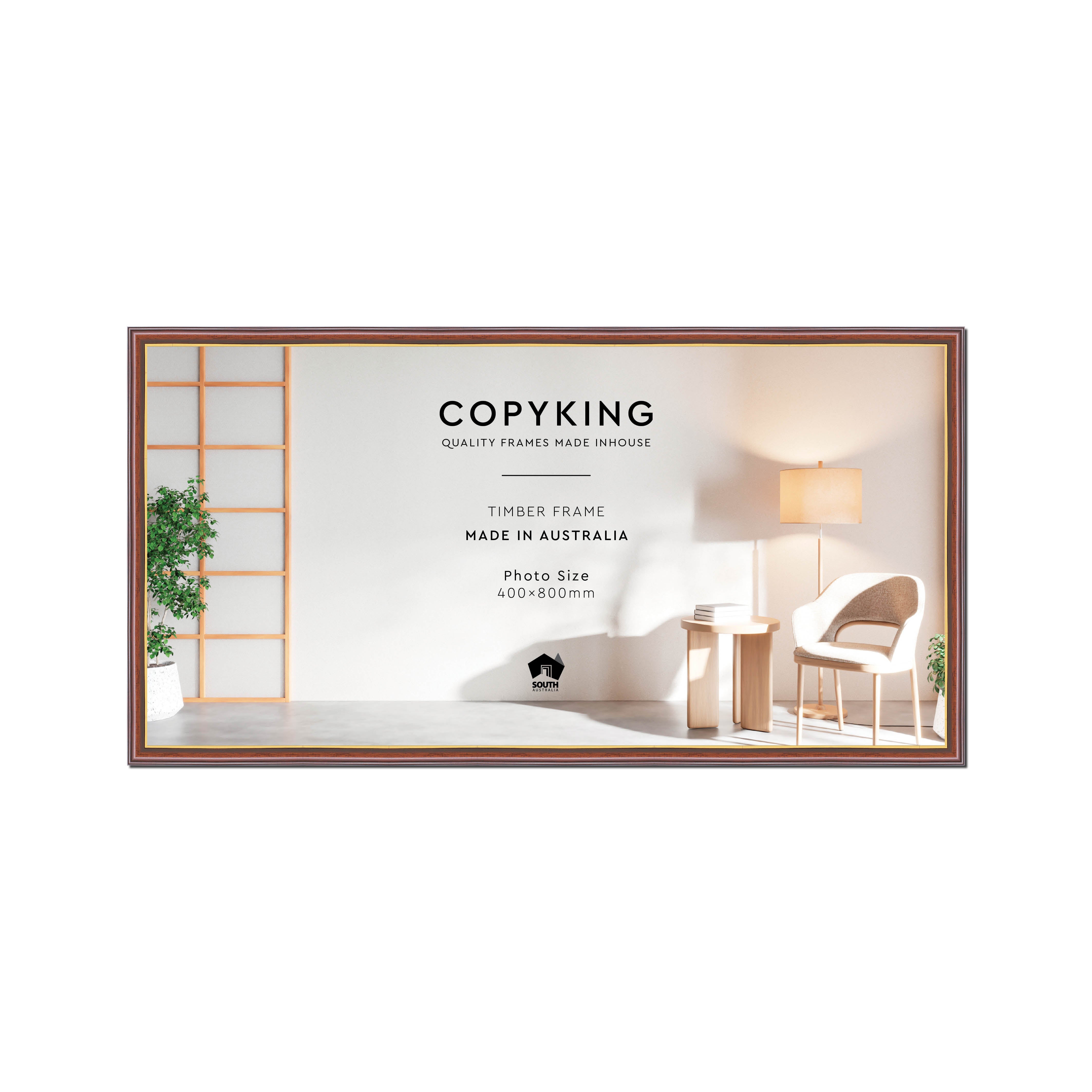 Walnut/Gold 20mm Wood Panoramic Photo Frame - 40cm x 80cm – Copyking