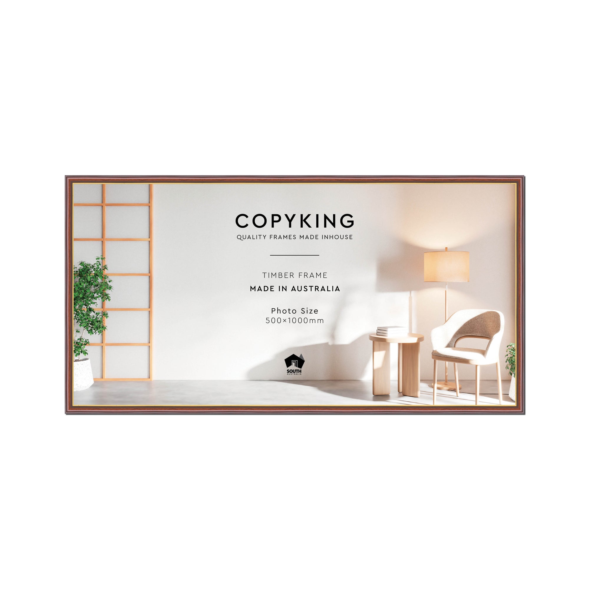 Walnut/Gold 20mm Wood Panoramic Photo Frame - 50cm x 100cm