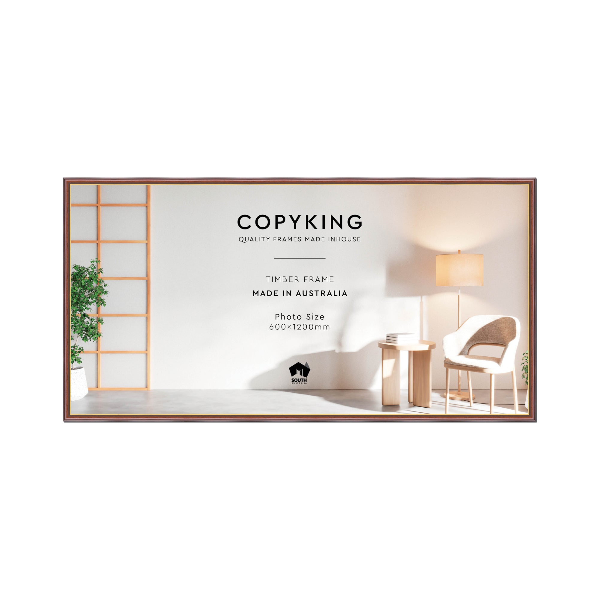 Walnut/Gold 20mm Wood Panoramic Photo Frame - 60cm x 120cm