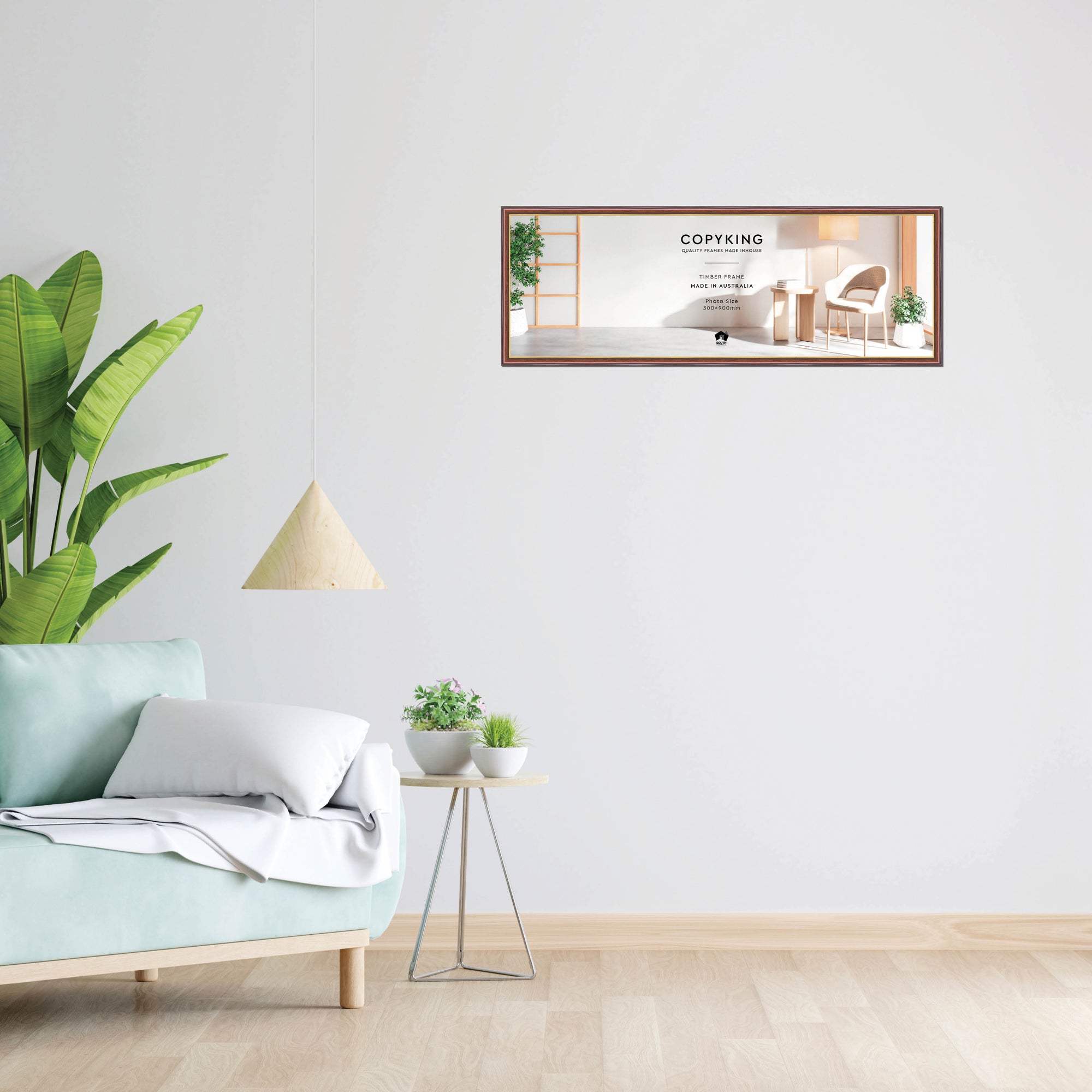 Walnut/Gold 20mm Wood Panoramic Photo Frame - 30cm x 90cm