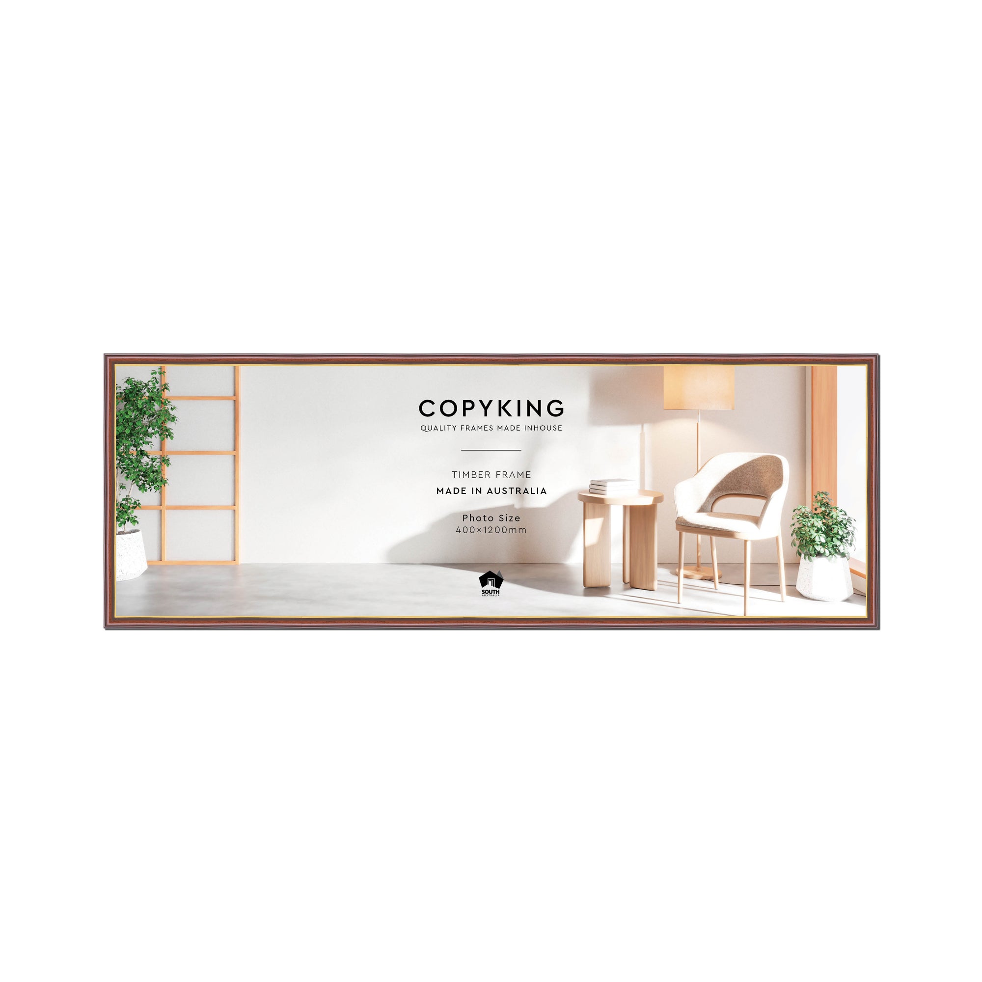 Walnut/Gold 20mm Wood Panoramic Photo Frame - 40cm x 120cm
