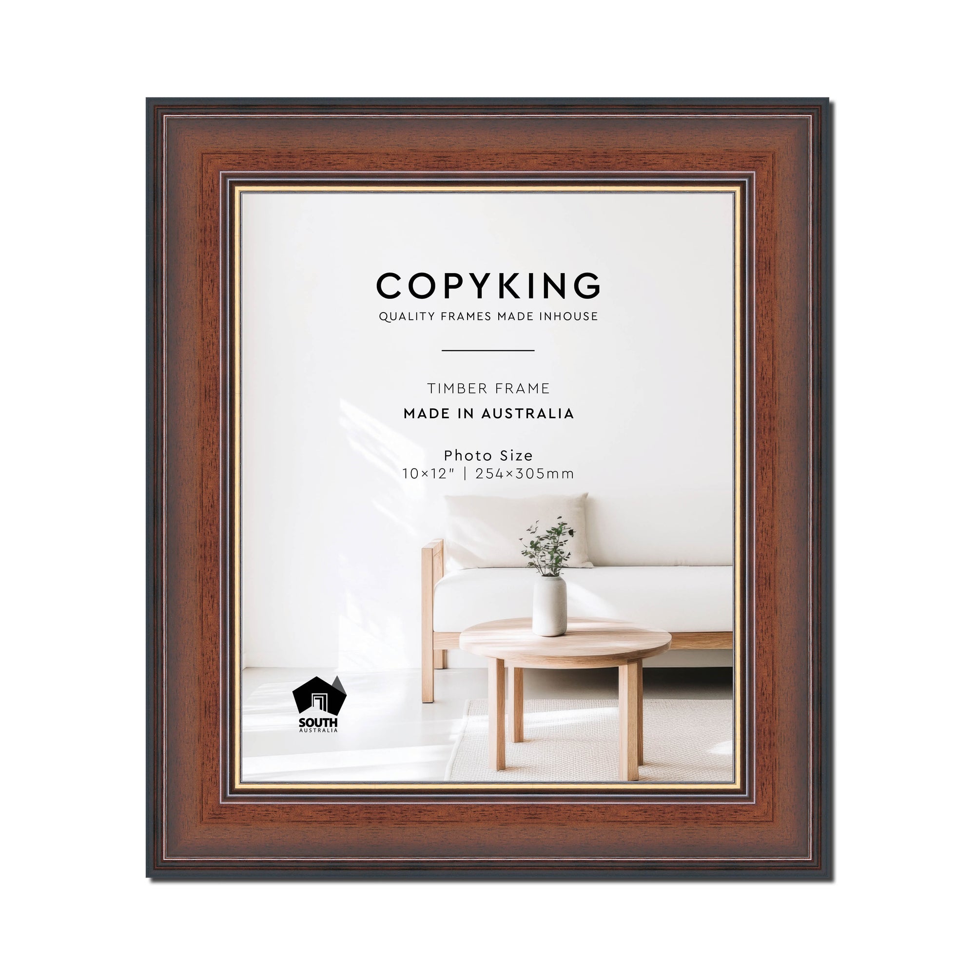 Walnut/Gold 50mm Wood Photo Frame - 10" x 12" (254mm x 305mm)