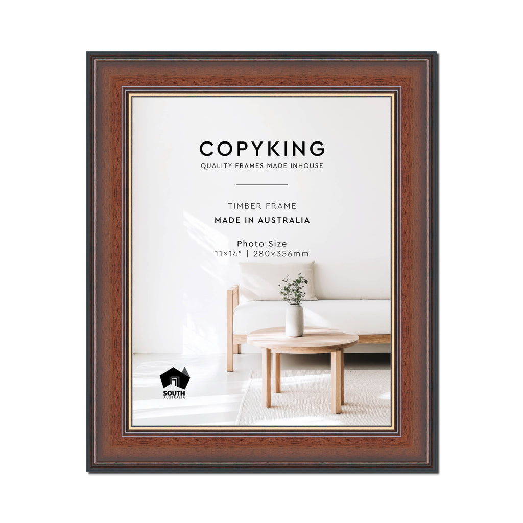 Walnut/Gold 50mm Wood Photo Frame - 11" x 14" (280mm x 356mm)