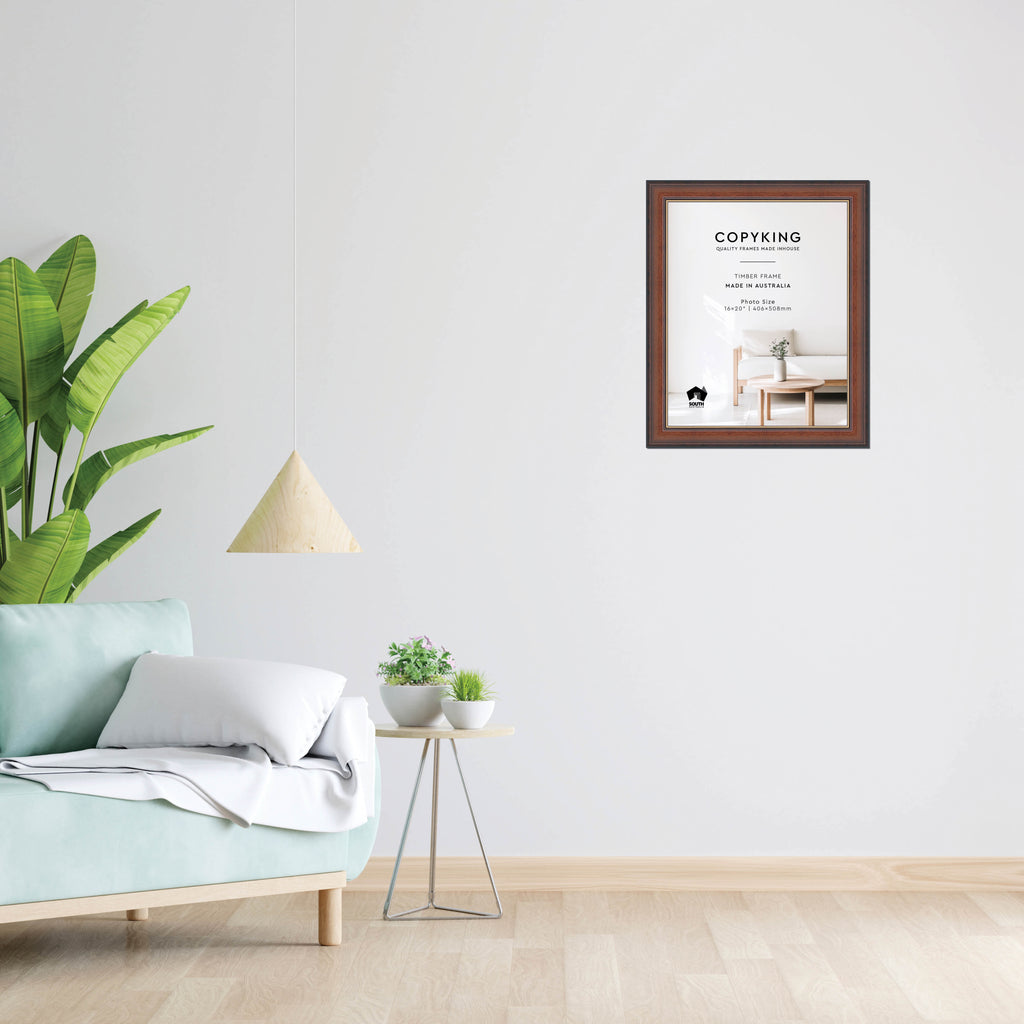 Walnut/Gold 50mm Wood Photo Frame - 16" x 20" (406mm x 508mm)