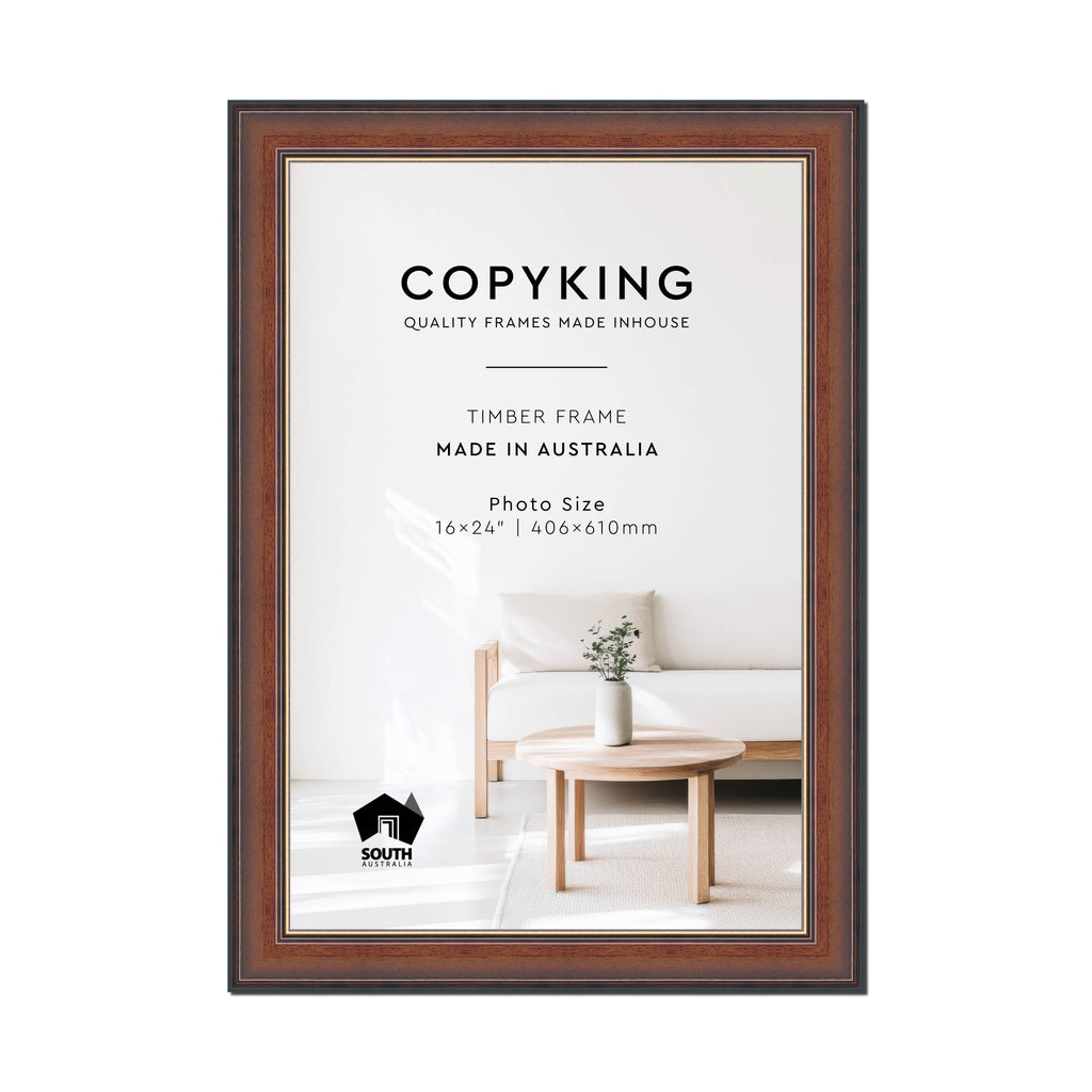 Walnut/Gold 50mm Wood Photo Frame - 16" x 24" (406mm x 610mm)