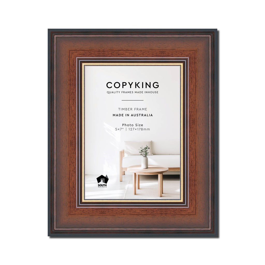 Walnut/Gold 50mm Wood Photo Frame - 5" x 7" (127mm x 178mm)