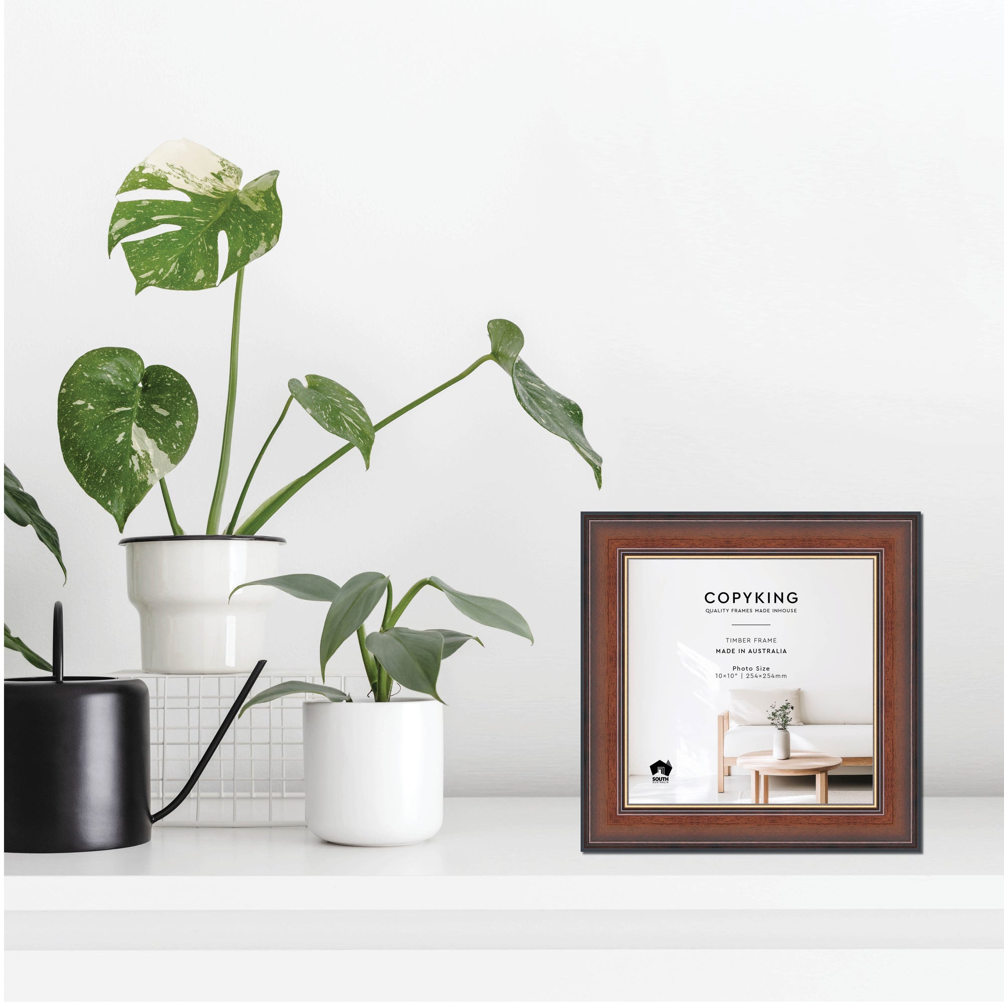 Walnut/Gold 50mm Wood Square Photo Frame - 10" x 10" (254mm x 254mm)