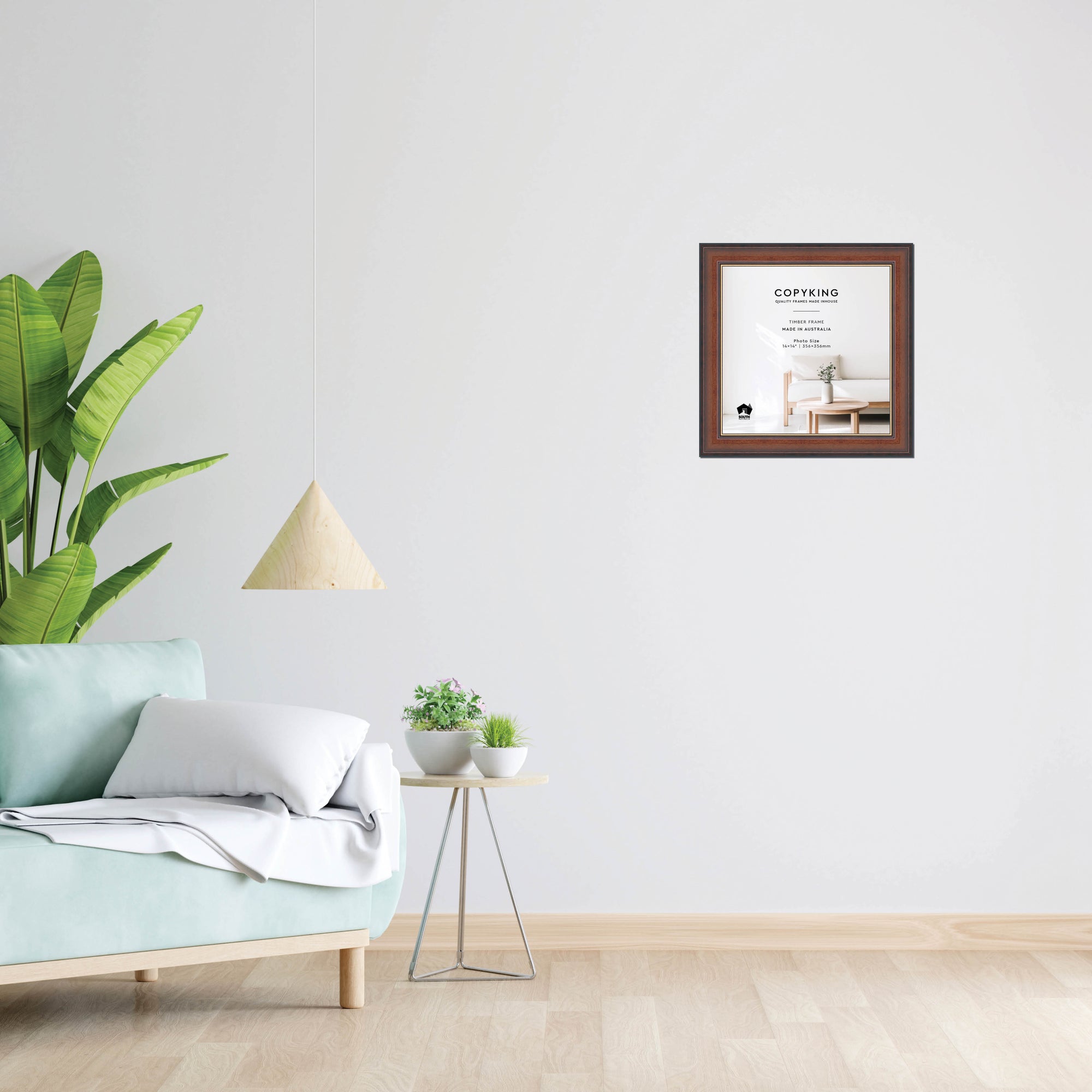 Walnut/Gold 50mm Wood Square Photo Frame - 14" x 14" (356mm x 356mm)