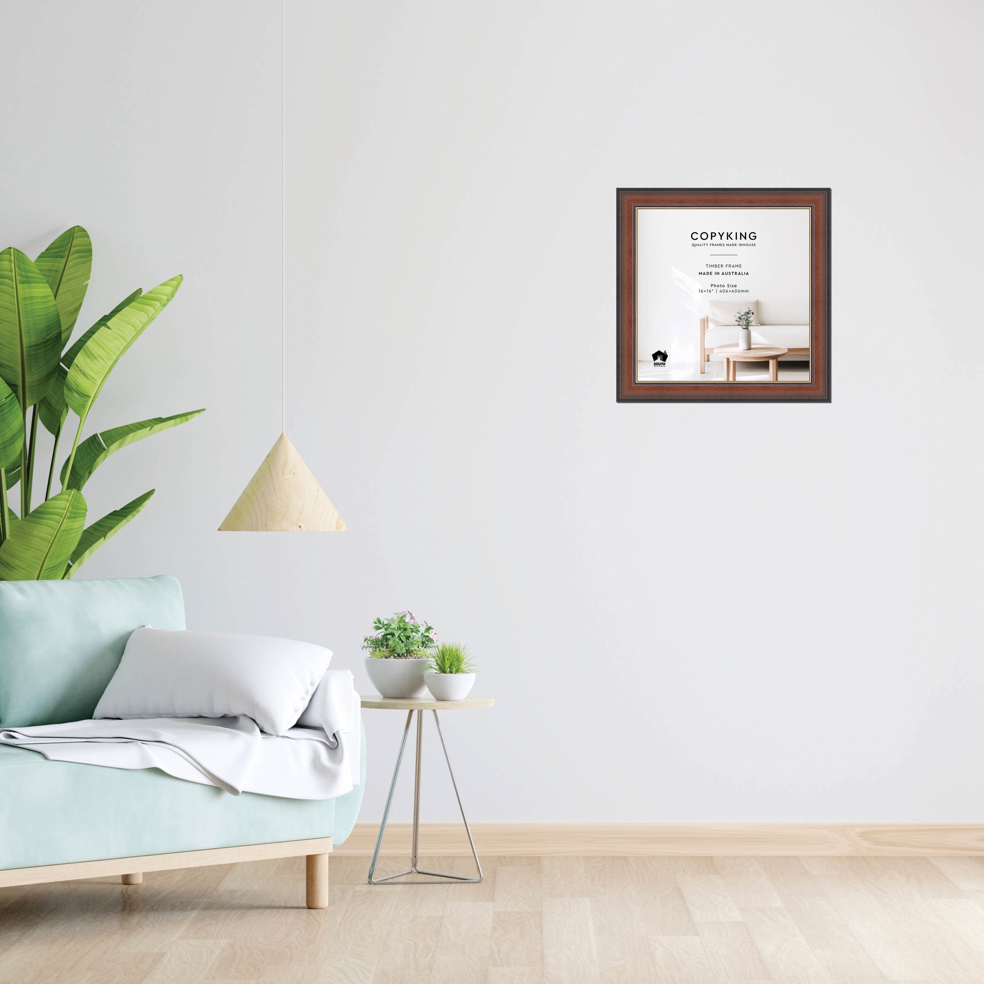 Walnut/Gold 50mm Wood Square Photo Frame - 16" x 16" (406mm x 406mm)