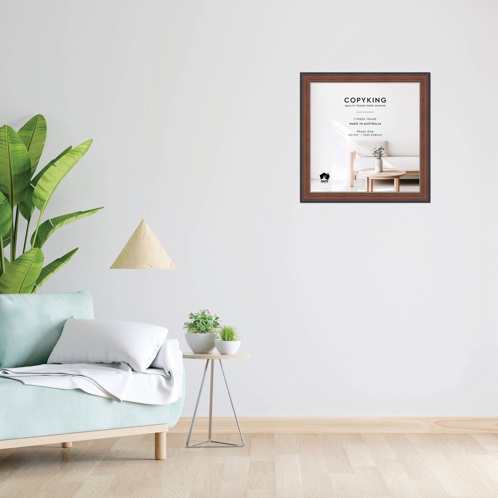 Walnut/Gold 50mm Wood Square Photo Frame - 20" x 20" (508mm x 508mm)