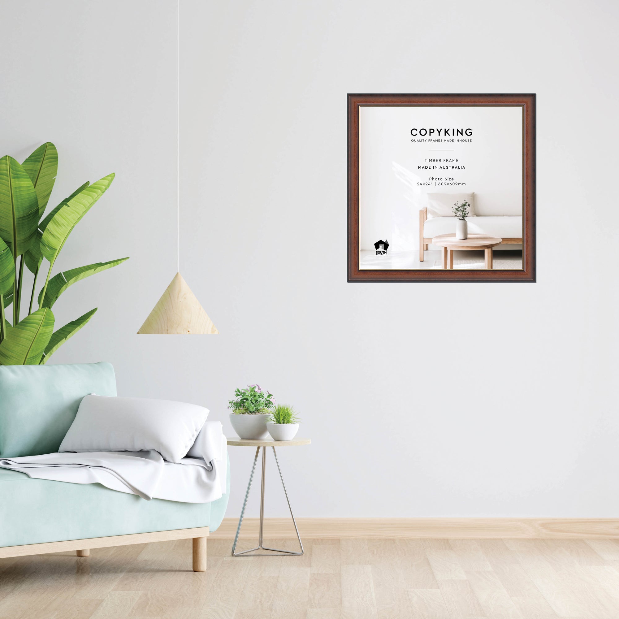 Walnut/Gold 50mm Wood Square Photo Frame - 24" x 24" (609mm x 609mm)