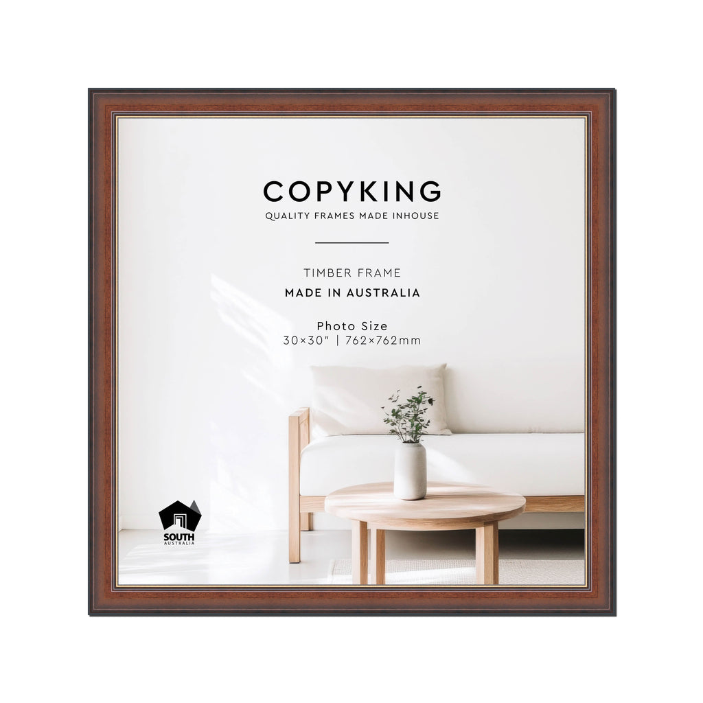 Walnut/Gold 50mm Wood Square Photo Frame - 30" x 30" (762mm x 762mm)