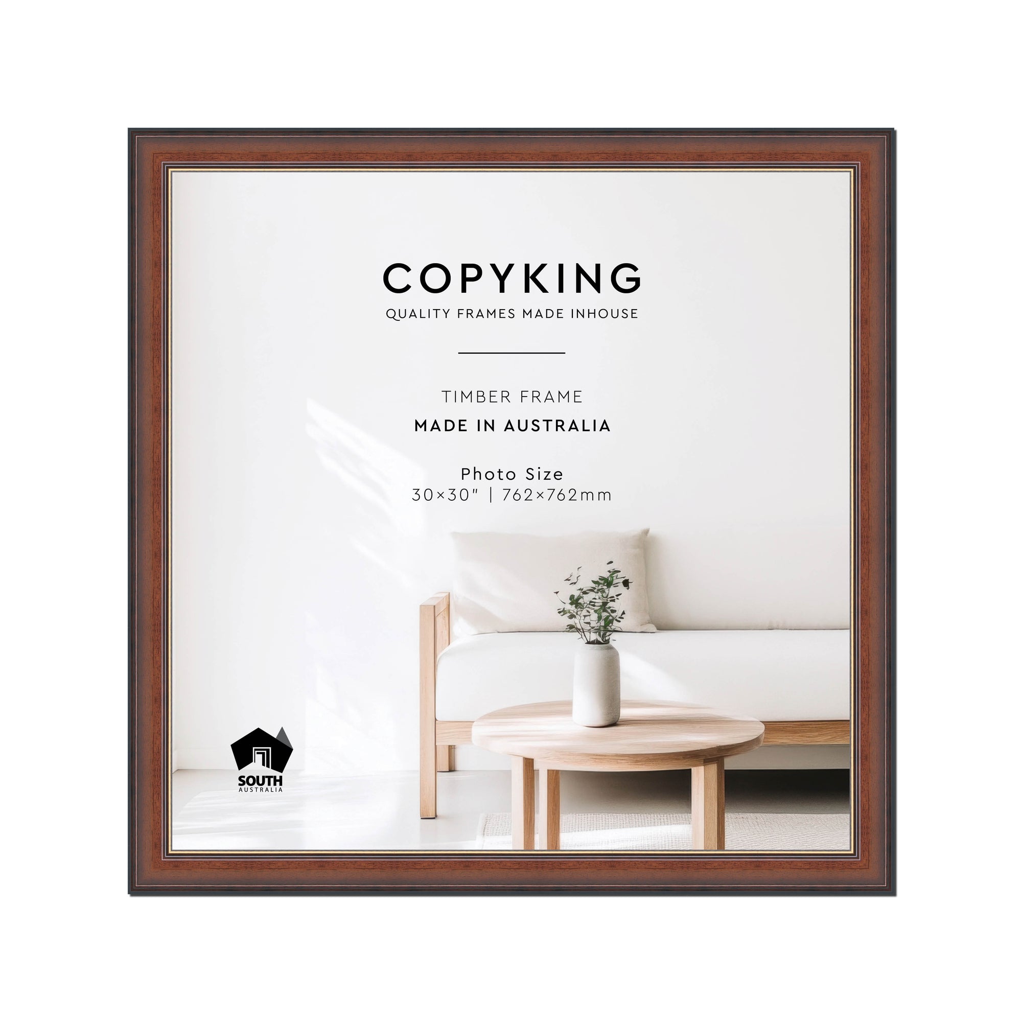Walnut/Gold 50mm Wood Square Photo Frame - 30" x 30" (762mm x 762mm)