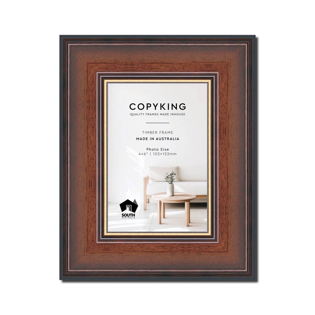 Walnut/Gold 50mm Wood Photo Frame - 4" x 6" (102mm x 153mm)