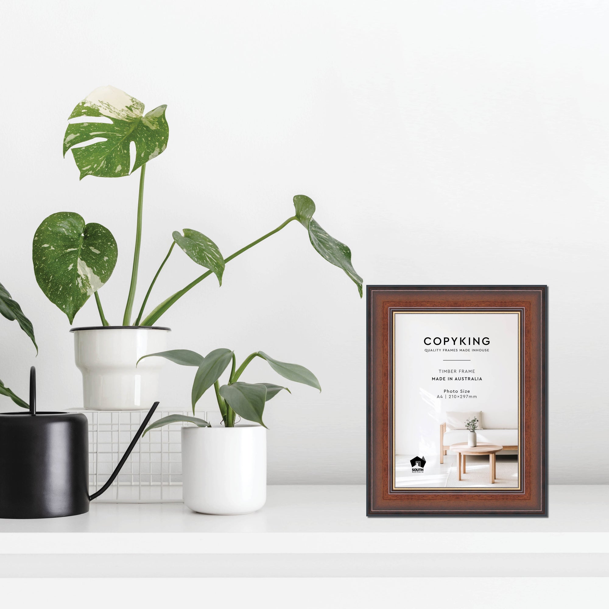 Walnut/Gold 50mm Wood Poster Frame - A4 (210mm x 297mm)
