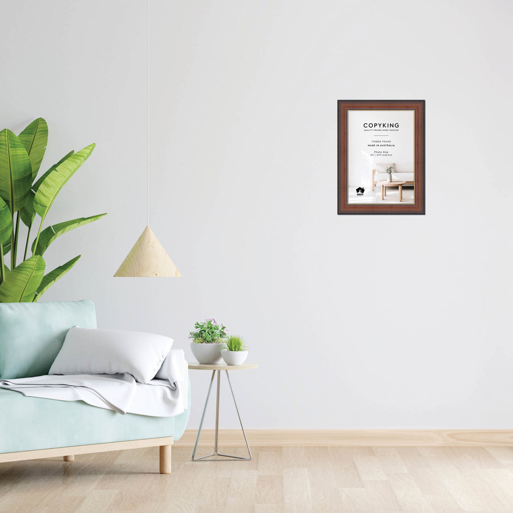 Walnut/Gold 50mm Wood Poster Frame - A3 (297mm x 420mm)