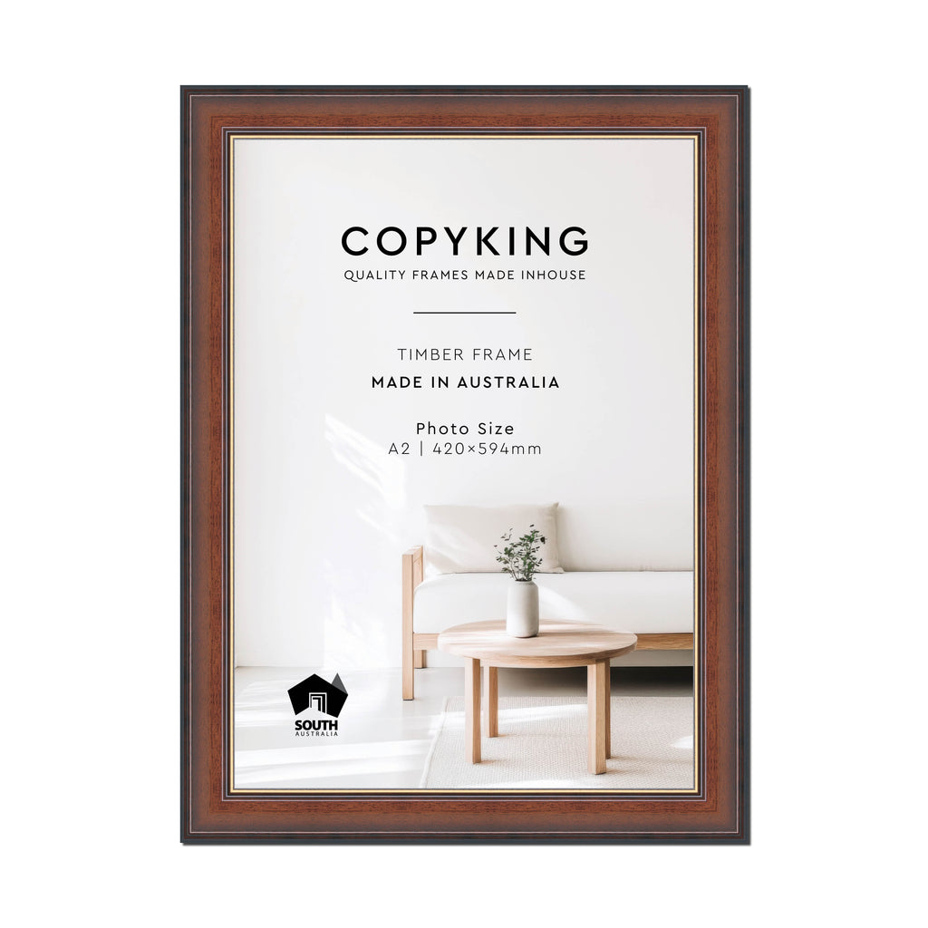 Walnut/Gold 50mm Wood Poster Frame - A2 (420mm x 594mm)