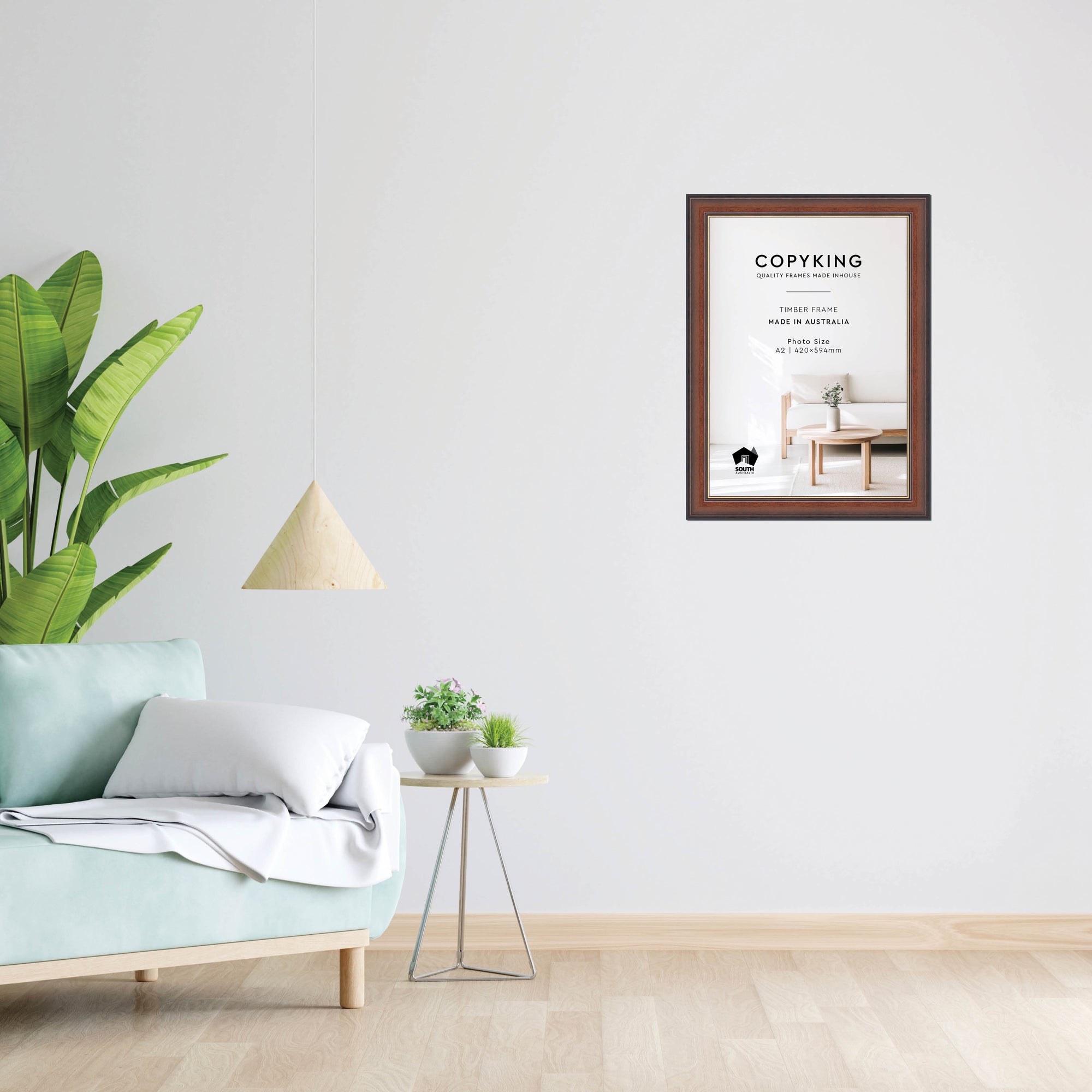 Walnut/Gold 50mm Wood Poster Frame - A2 (420mm x 594mm)