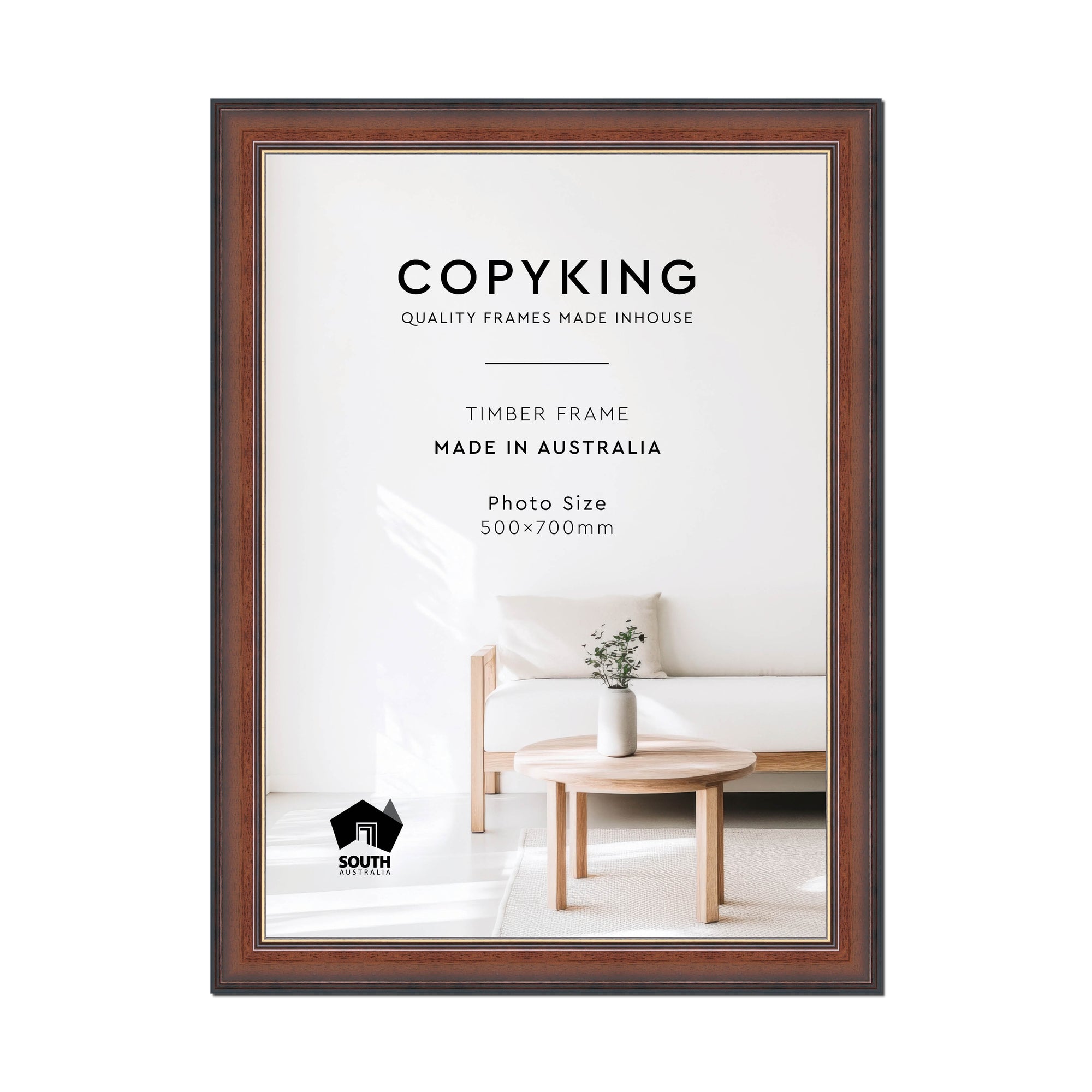 Walnut/Gold 50mm Wood Poster Frame - 50cm x 70cm
