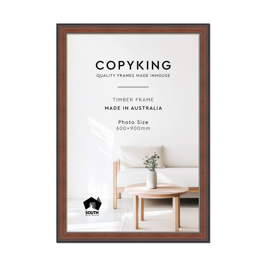Walnut/Gold 50mm Wood Poster Frame - 60cm x 90cm