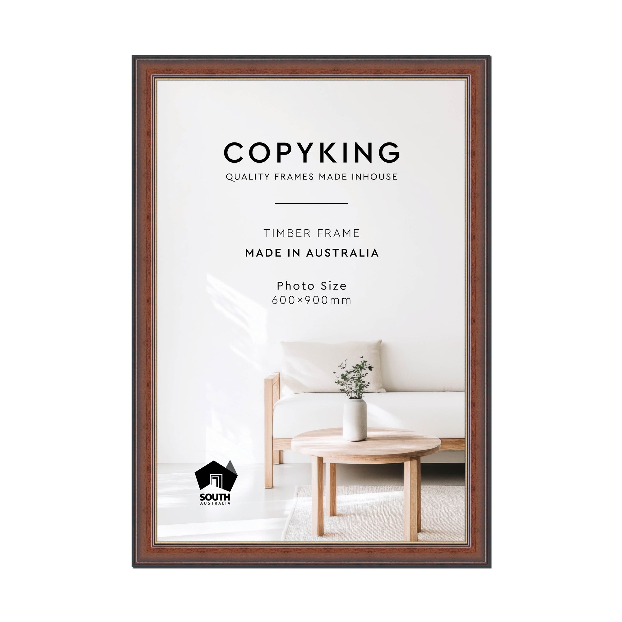 Walnut/Gold 50mm Wood Poster Frame - 60cm x 90cm