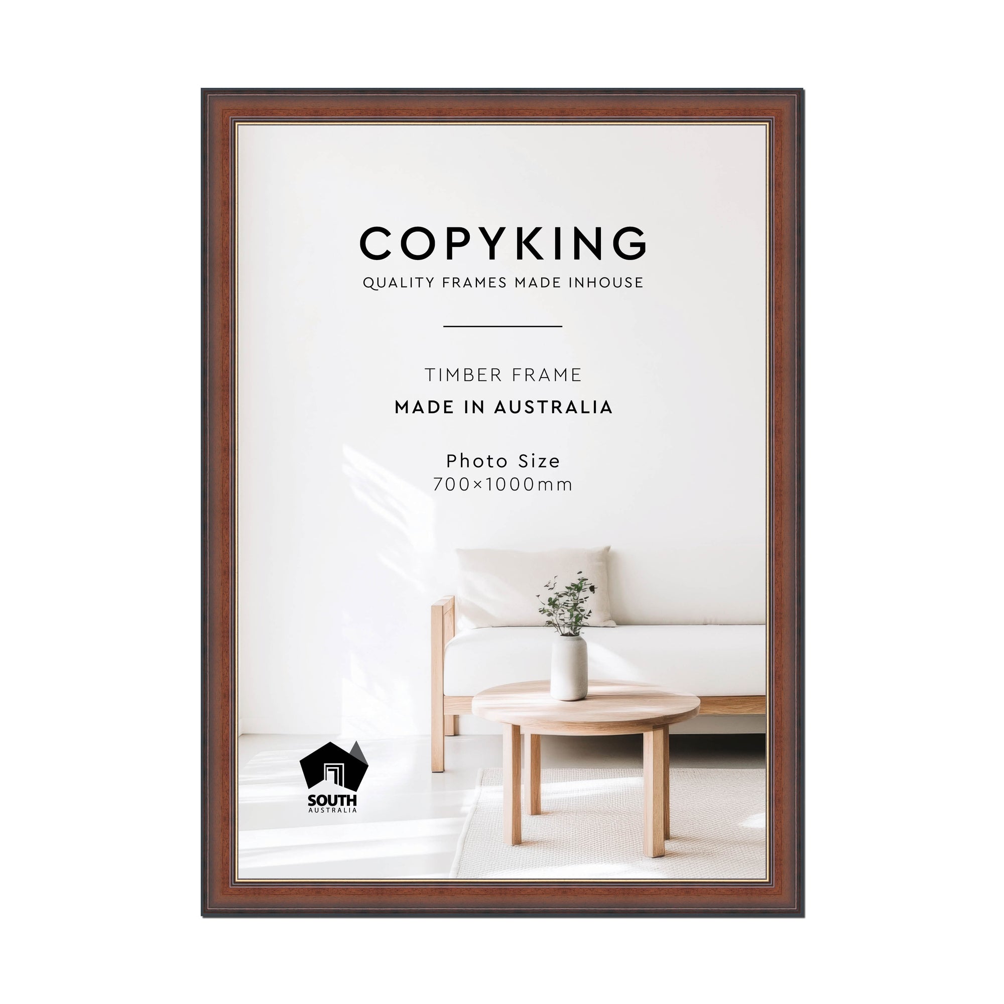 Walnut/Gold 50mm Wood Poster Frame - 70cm x 100cm