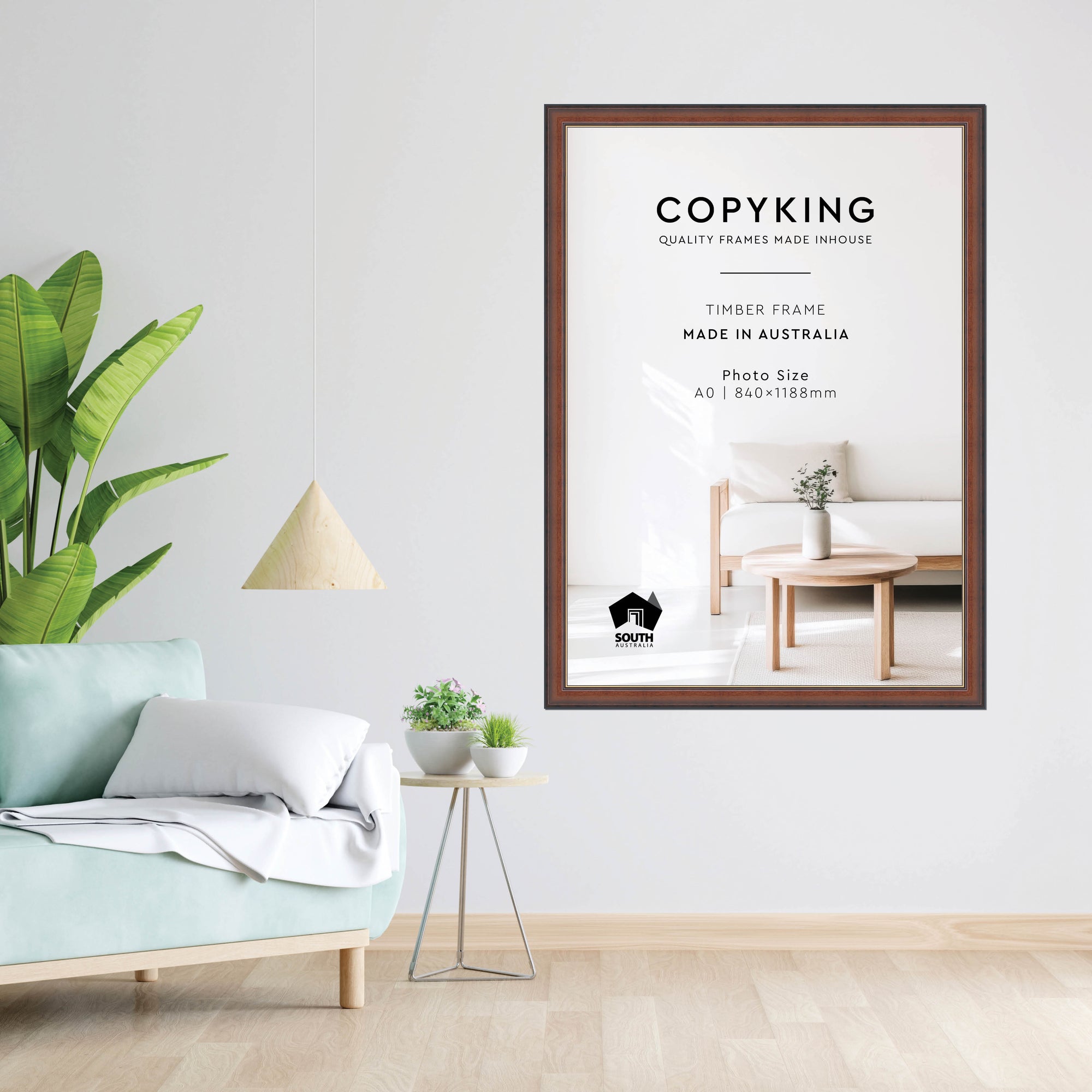 Walnut/Gold 50mm Wood Poster Frame - A0 (840mm x 1188mm)