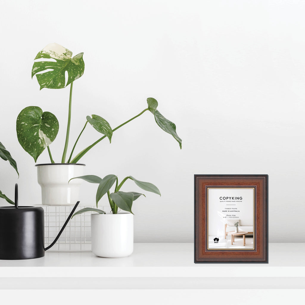 Walnut/Gold 50mm Wood Photo Frame - 6" x 8" (153mm x 203mm)