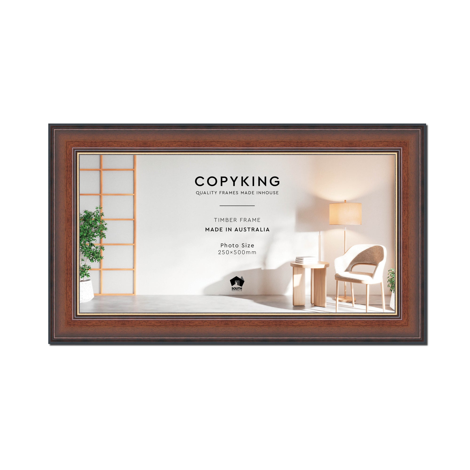Walnut/Gold 50mm Wood Panoramic Photo Frame - 25cm x 50cm
