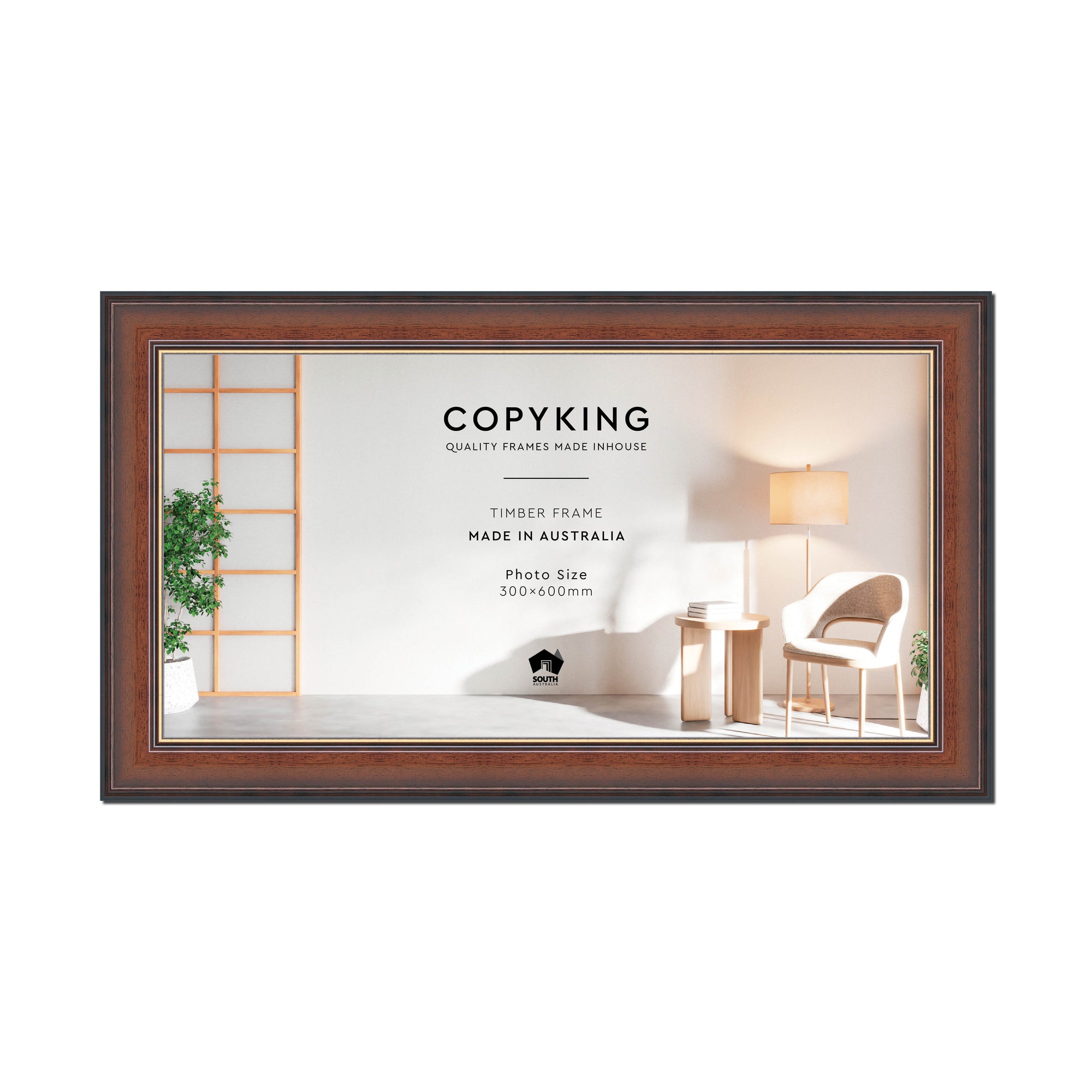 Walnut/Gold 50mm Wood Panoramic Photo Frame - 30cm x 60cm