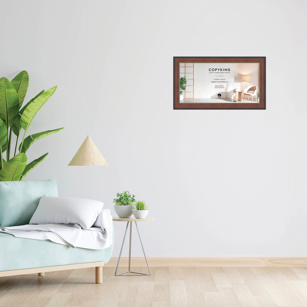 Walnut/Gold 50mm Wood Panoramic Photo Frame - 30cm x 60cm