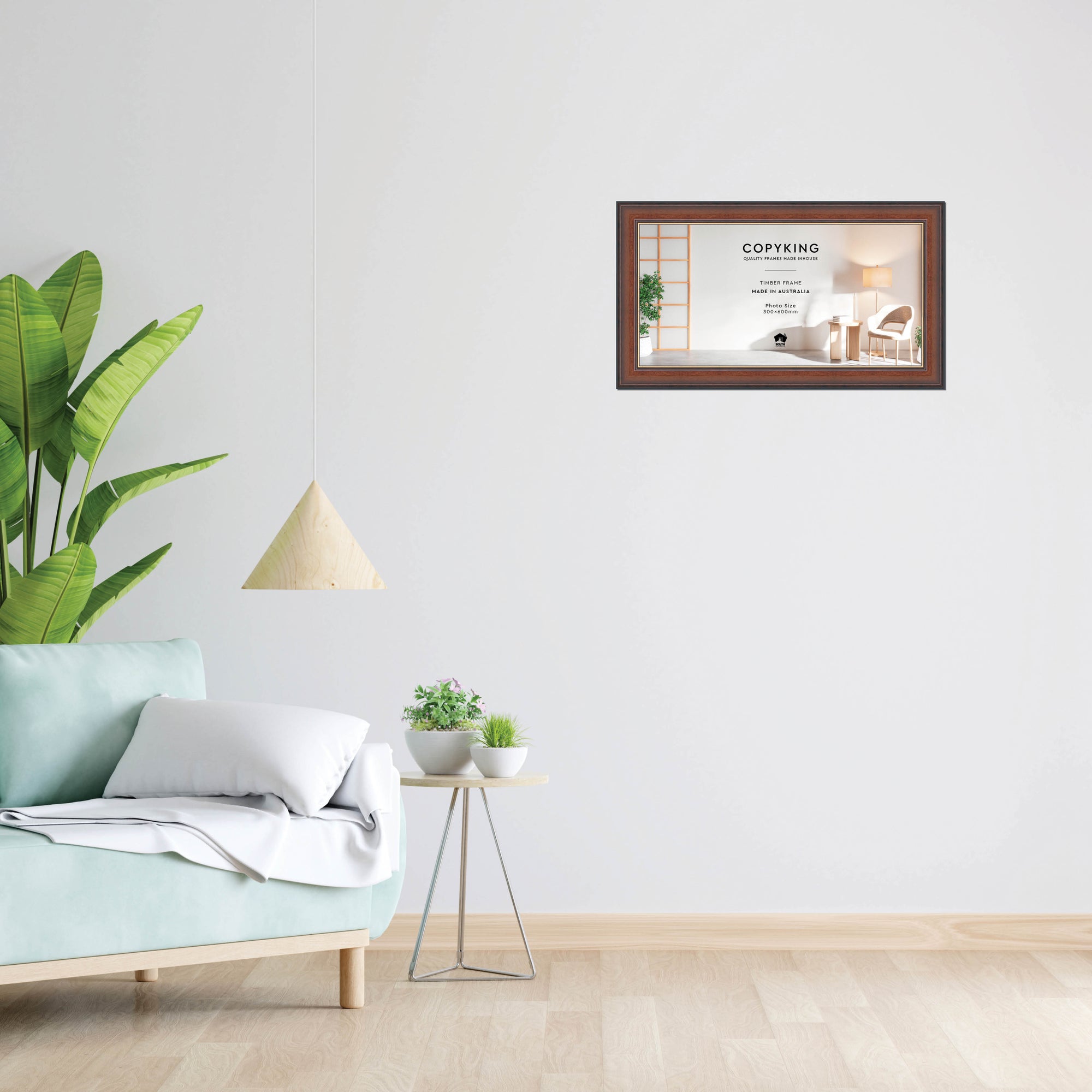 Walnut/Gold 50mm Wood Panoramic Photo Frame - 30cm x 60cm