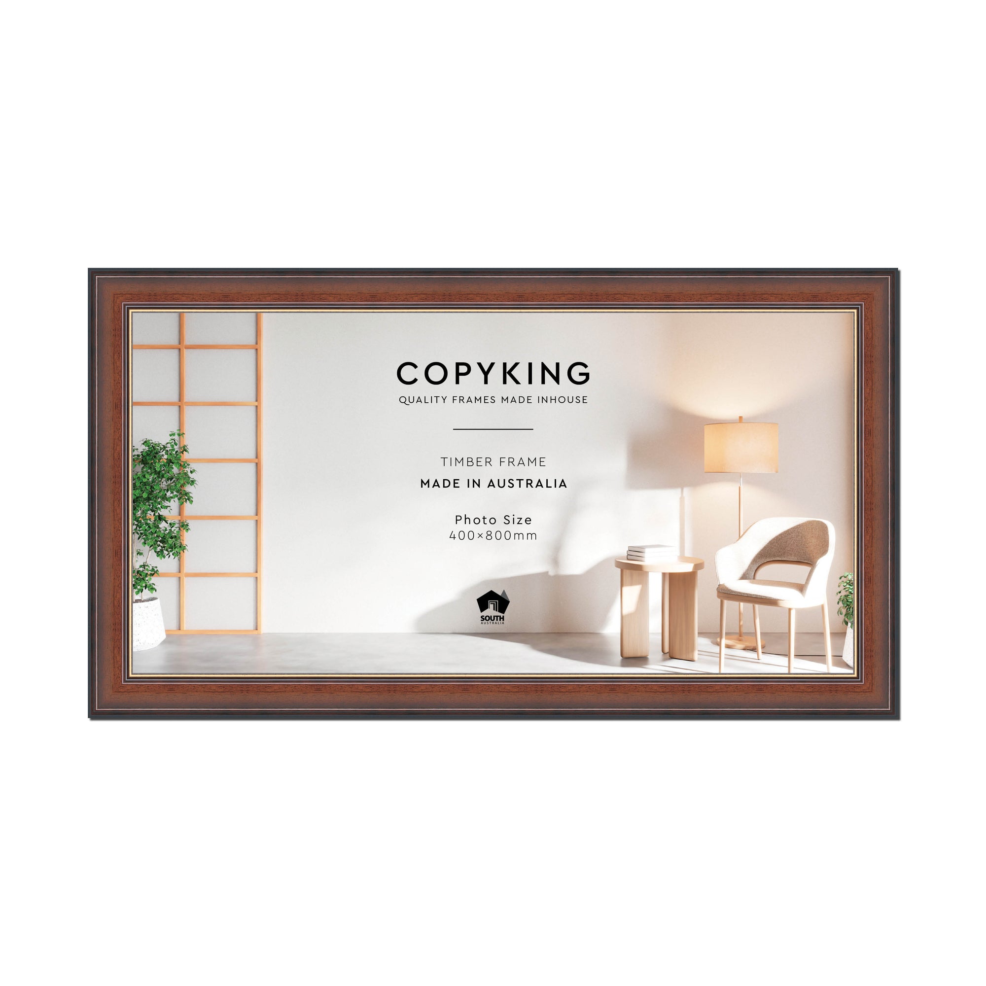 Walnut/Gold 50mm Wood Panoramic Photo Frame - 40cm x 80cm