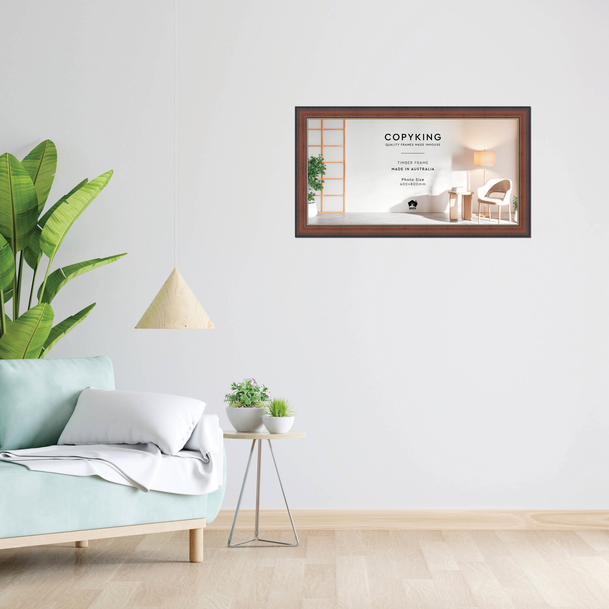 Walnut/Gold 50mm Wood Panoramic Photo Frame - 40cm x 80cm