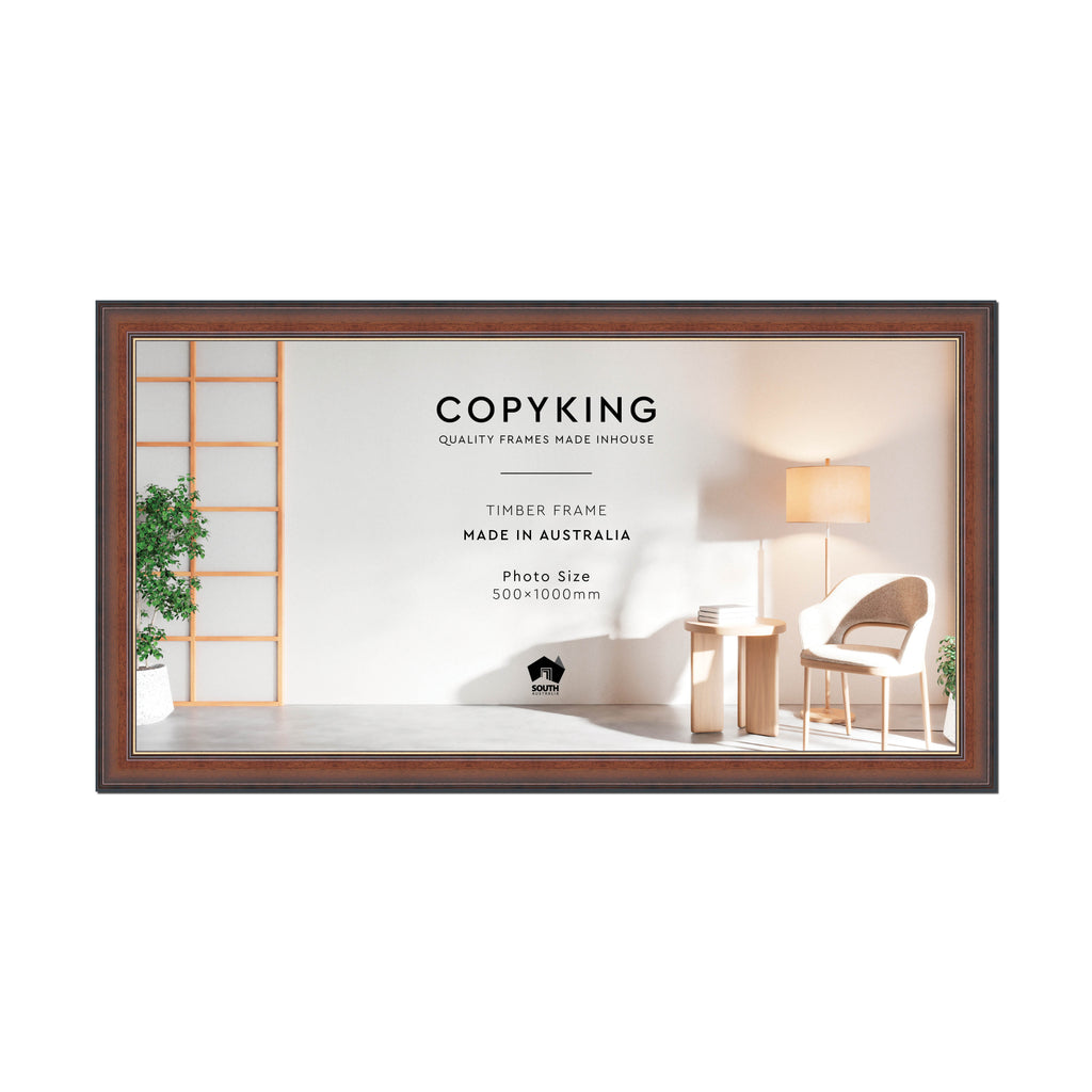 Walnut/Gold 50mm Wood Panoramic Photo Frame - 50cm x 100cm