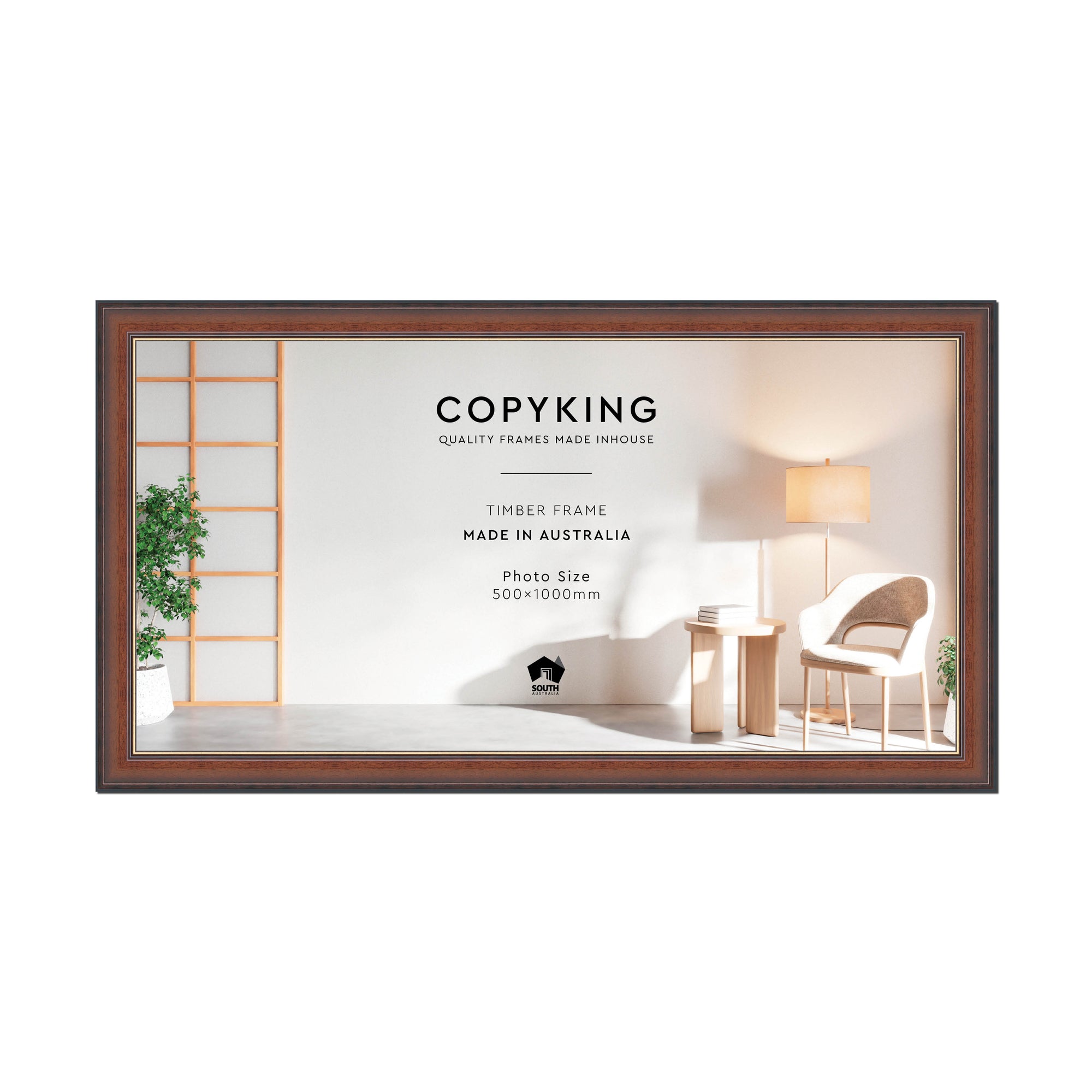 Walnut/Gold 50mm Wood Panoramic Photo Frame - 50cm x 100cm