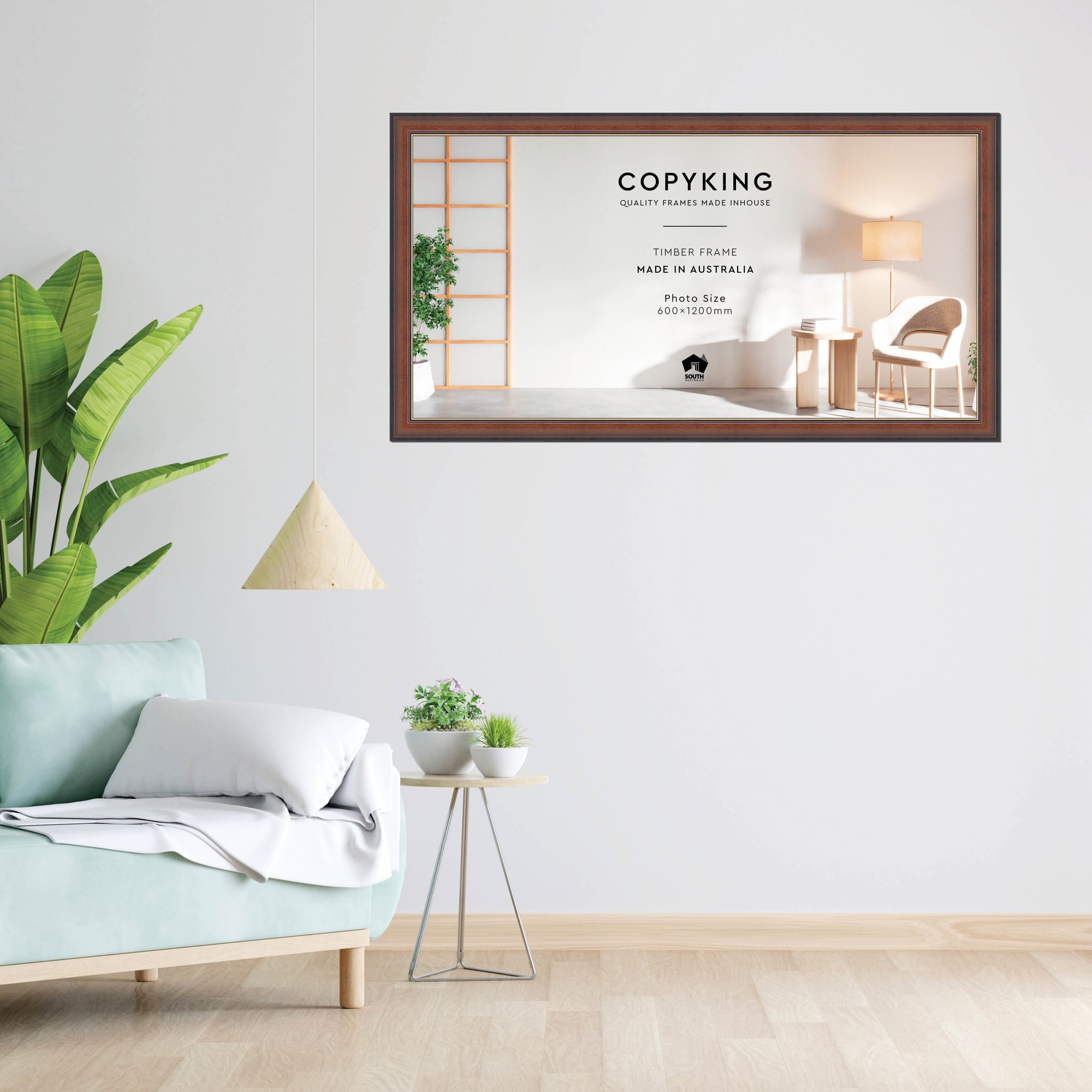 Walnut/Gold 50mm Wood Panoramic Photo Frame - 60cm x 120cm
