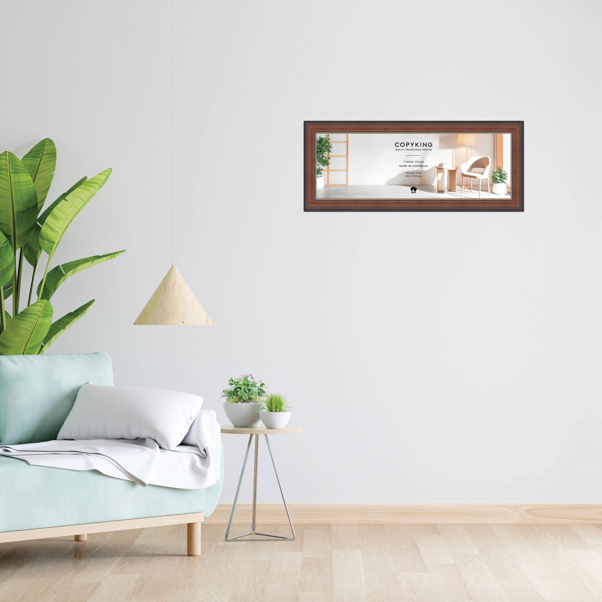 Walnut/Gold 50mm Wood Panoramic Photo Frame - 25cm x 75cm