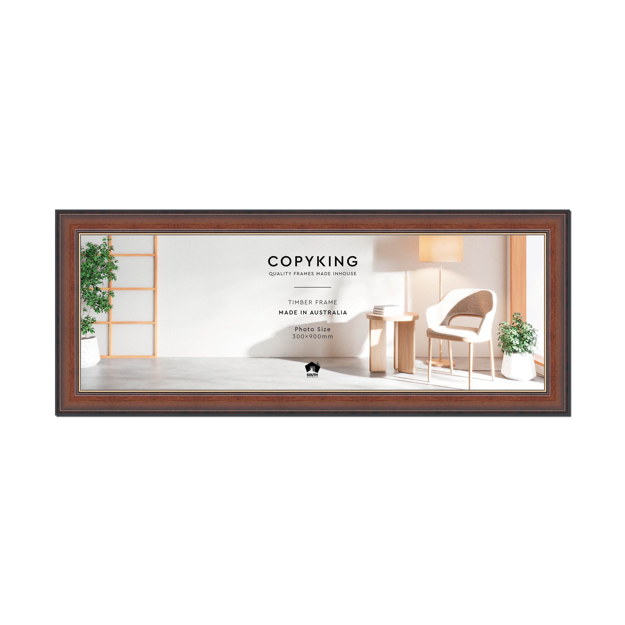 Walnut/Gold 50mm Wood Panoramic Photo Frame - 30cm x 90cm