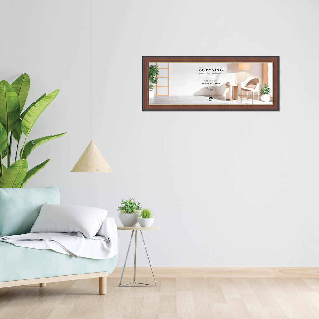Walnut/Gold 50mm Wood Panoramic Photo Frame - 30cm x 90cm