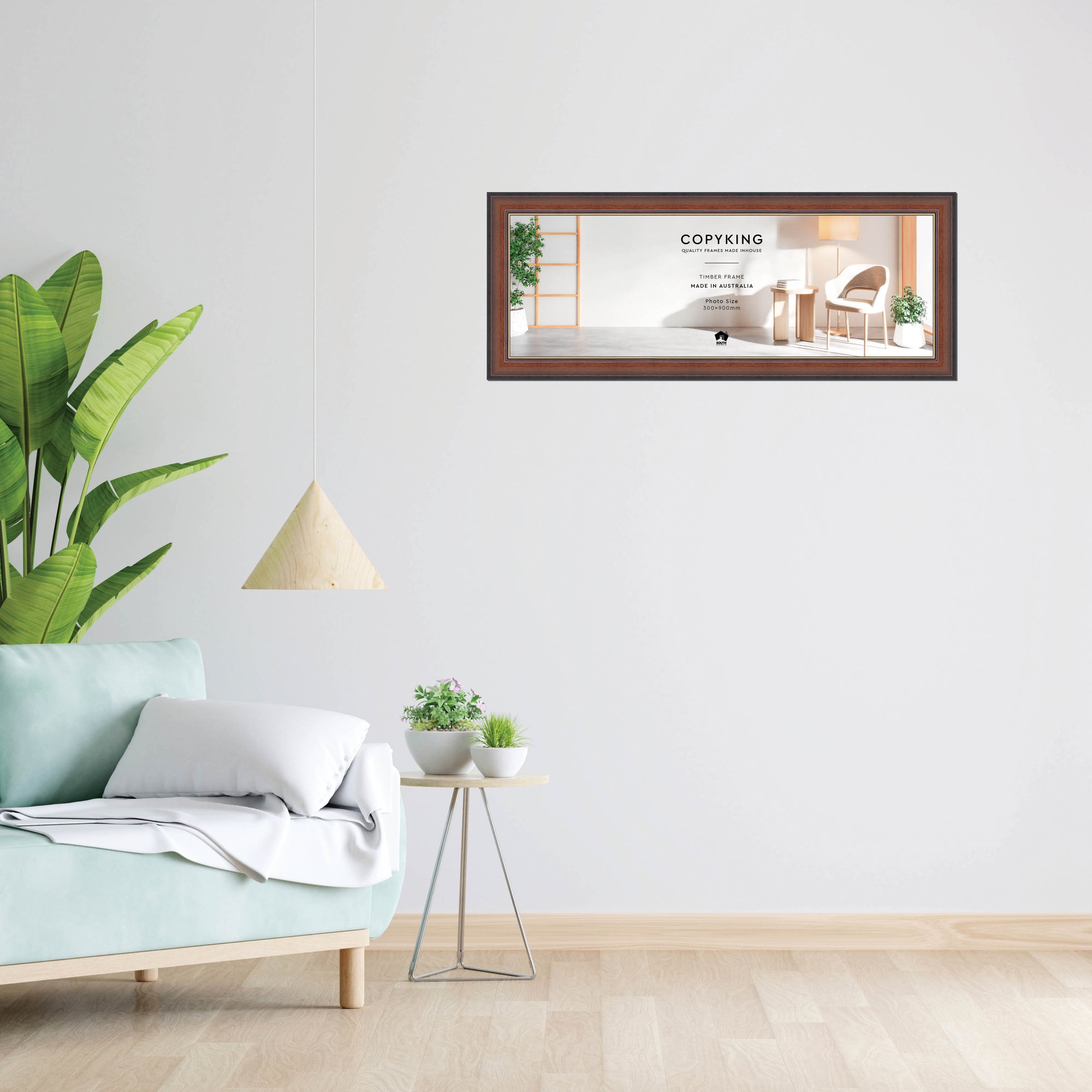 Walnut/Gold 50mm Wood Panoramic Photo Frame - 30cm x 90cm