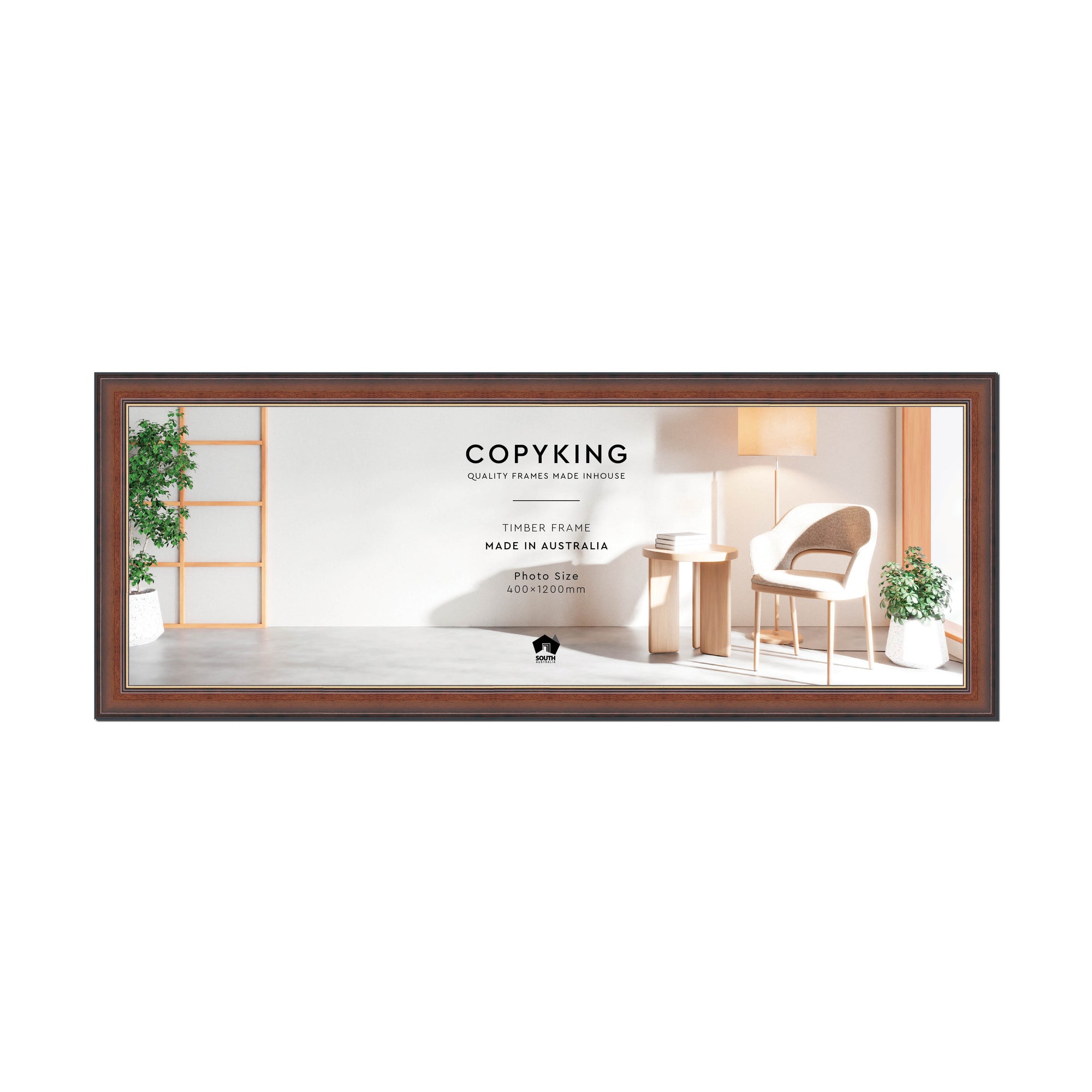 Walnut/Gold 50mm Wood Panoramic Photo Frame - 40cm x 120cm