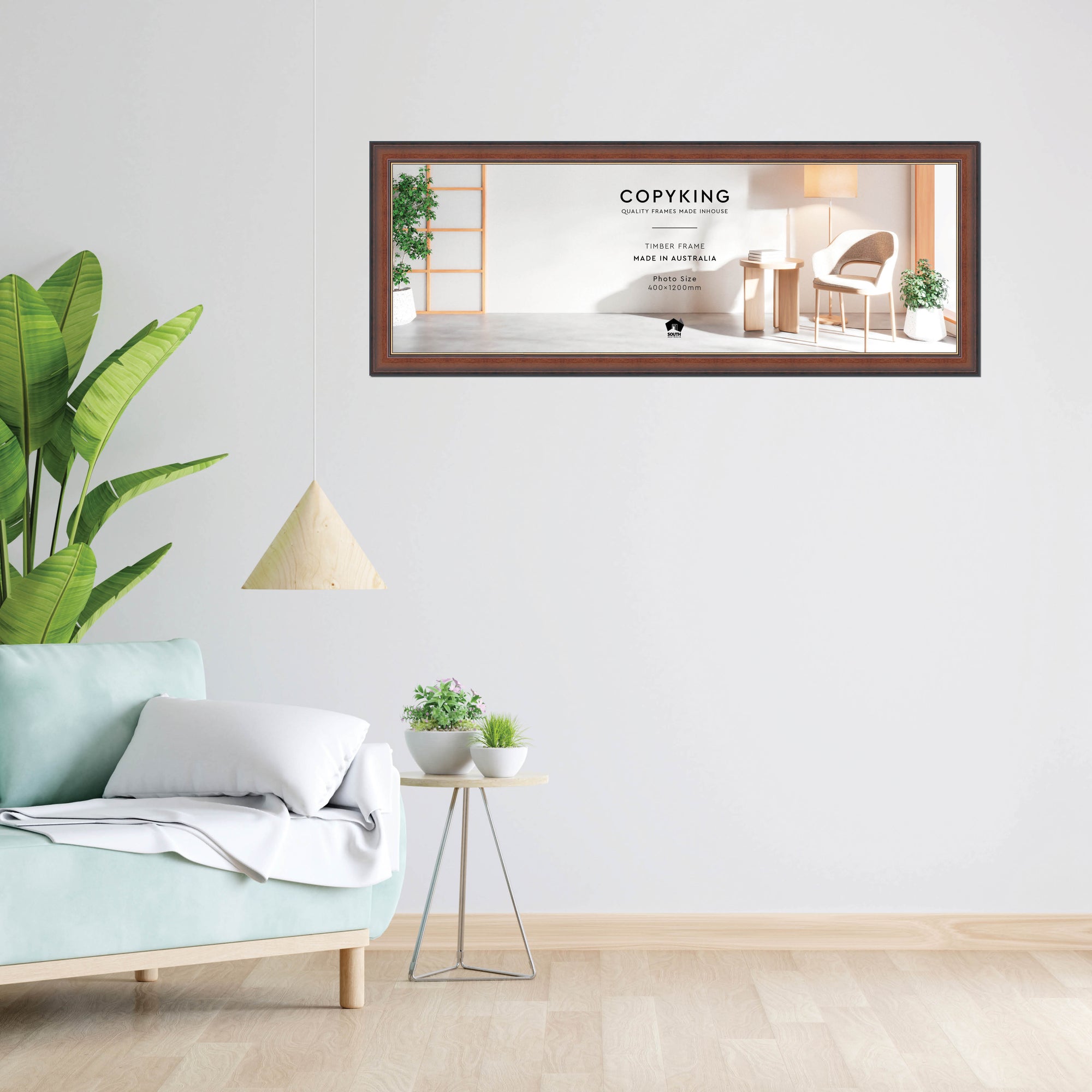 Walnut/Gold 50mm Wood Panoramic Photo Frame - 40cm x 120cm