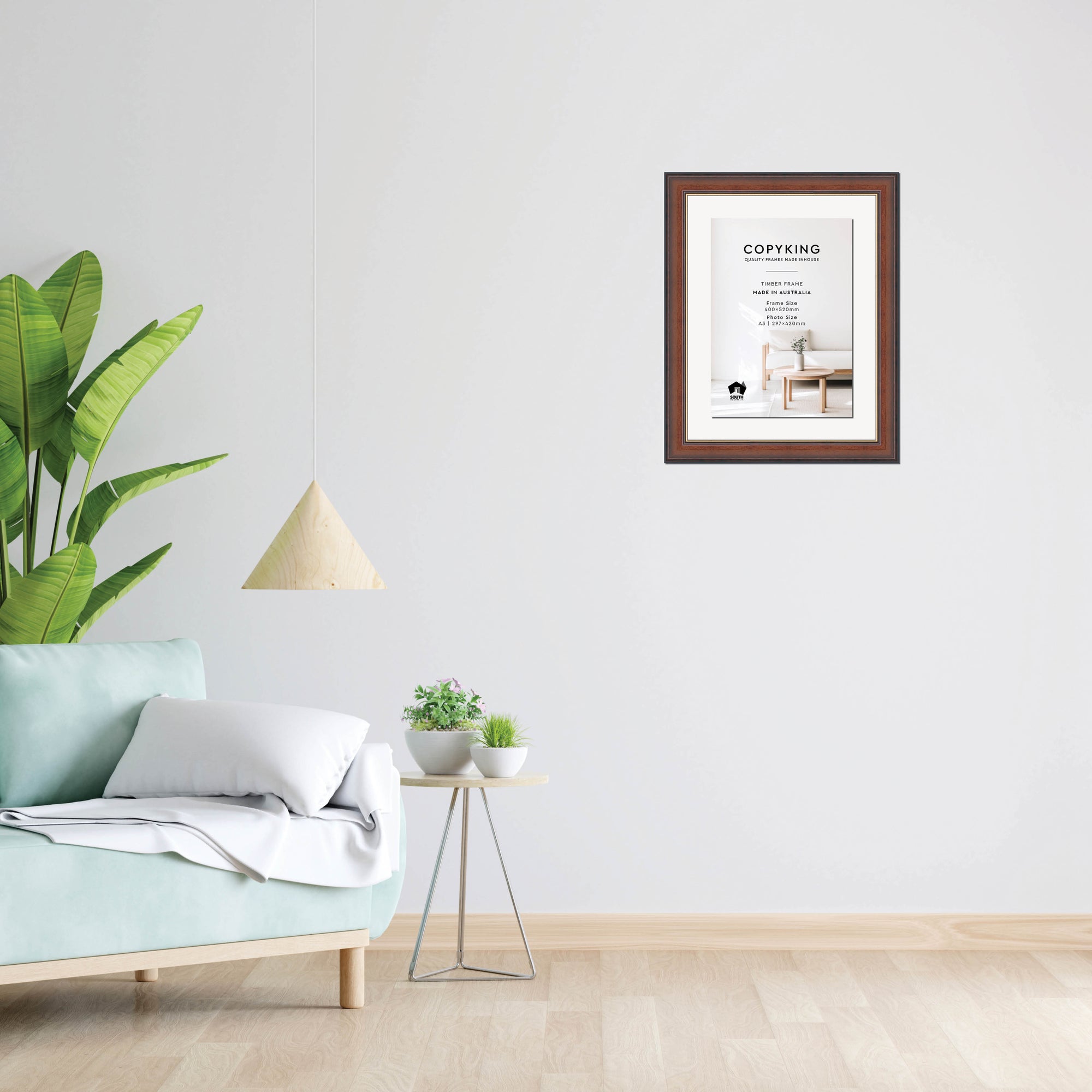 Walnut/Gold 50mm Wood Certificate Frame - 400mm x 520mm - 1 Certificates (A3)