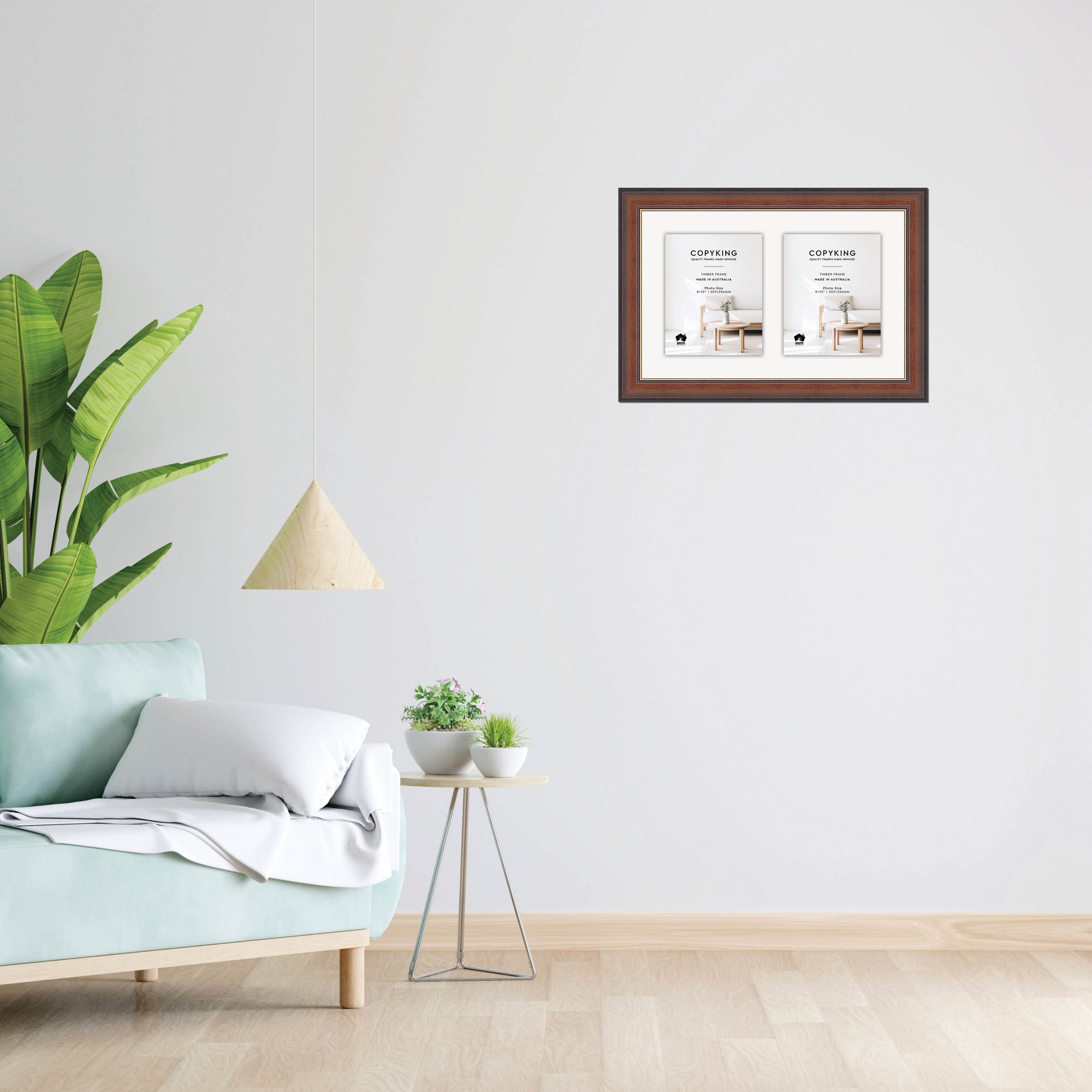 Walnut/Gold 50mm Wood Collage Photo Frame - 14" x 22" - 2 Photos (8" x 10")